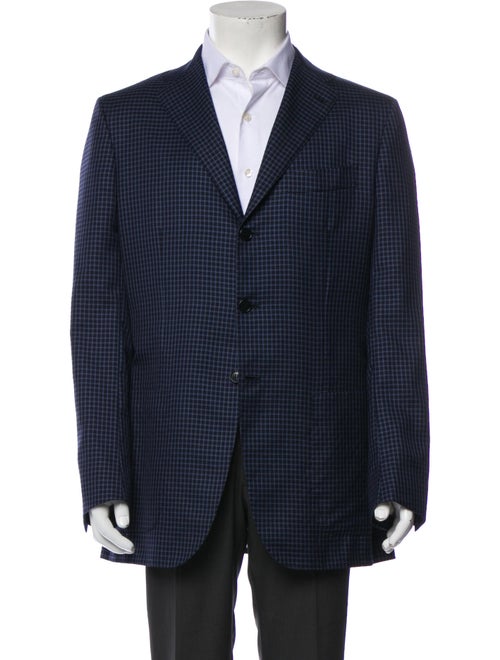 Kiton Wool Plaid Print Blazer