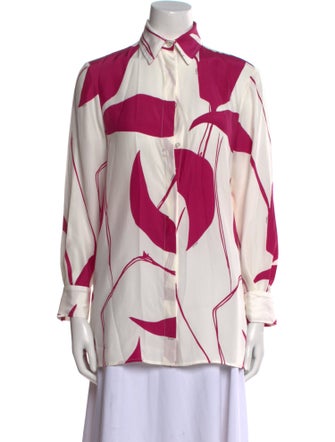 Kiton Silk Printed Button-Up Top