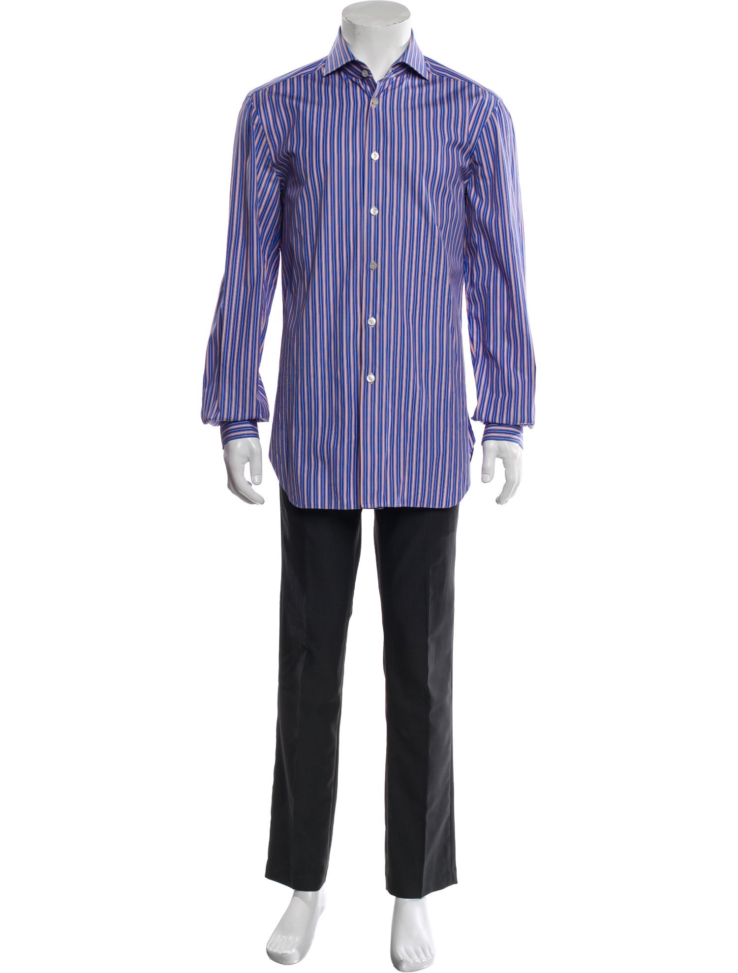 Kiton Striped Long Sleeve Dress Shirt