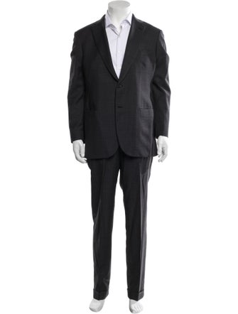 Kiton Wool Plaid Print Two-Piece Blazer