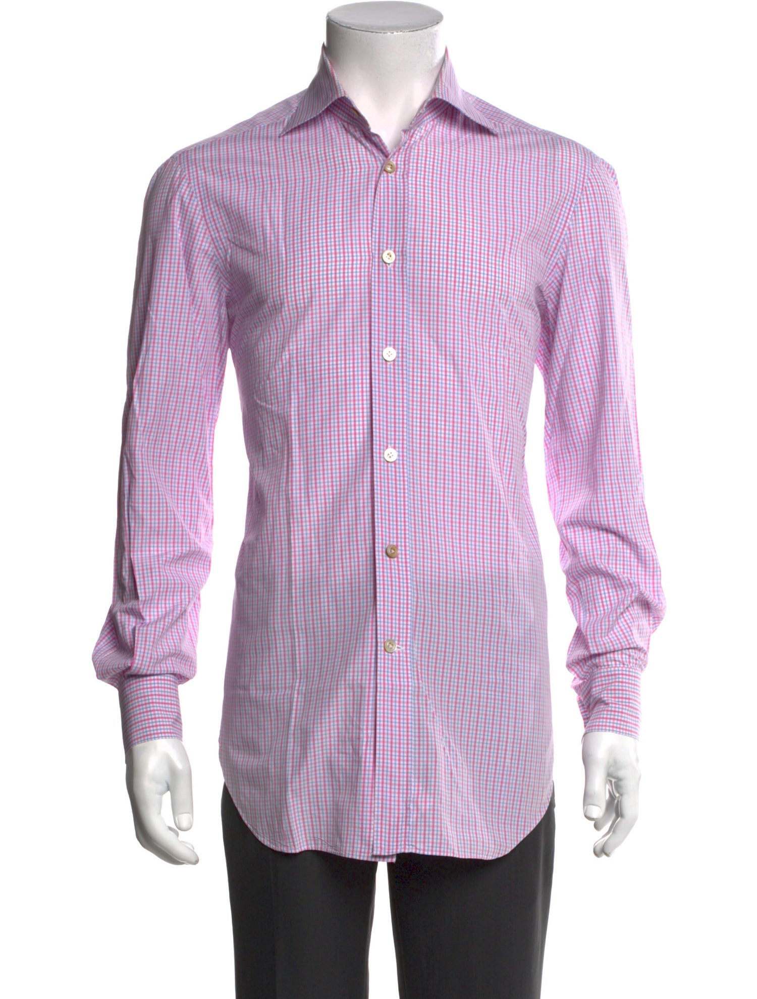 Kiton Plaid Print Long Sleeve Dress Shirt