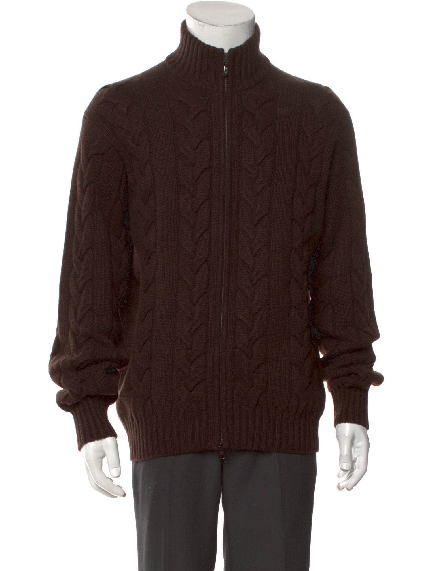 Kiton Cashmere Mock Neck Cardigan