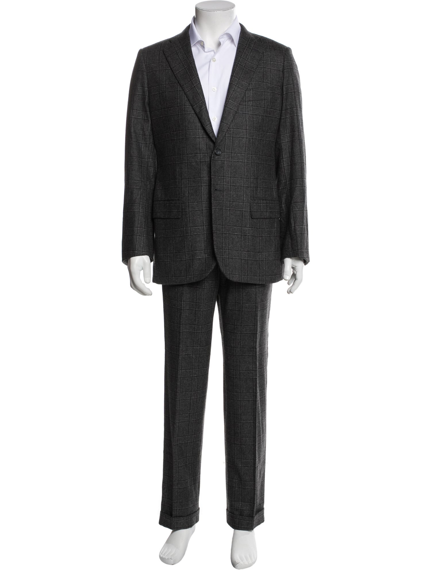 Kiton Cashmere Plaid Print Two-Piece Blazer