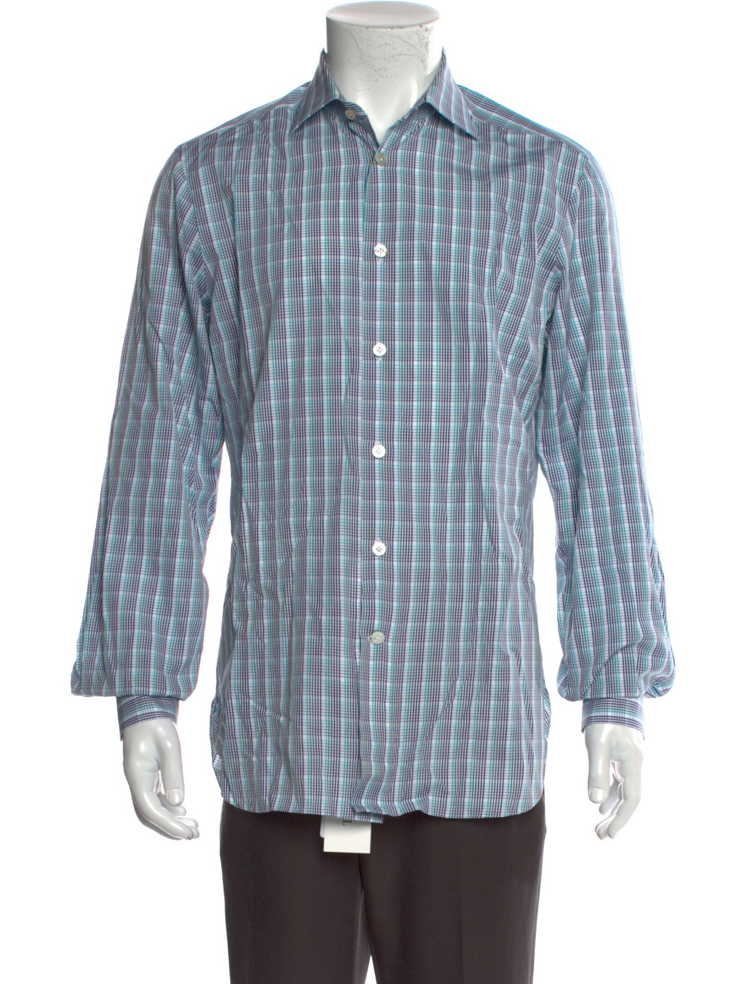 Kiton Plaid Print Long Sleeve Shirt