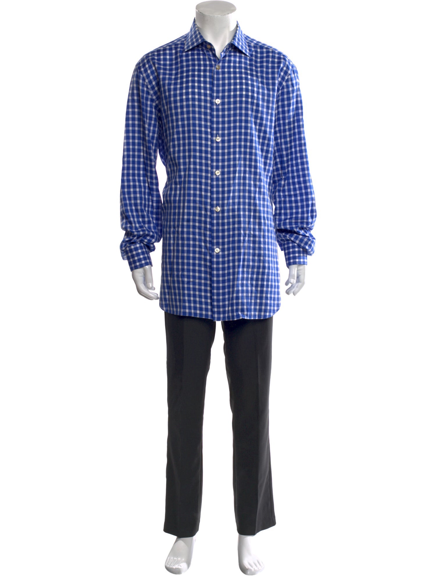 Kiton Plaid Print Long Sleeve Dress Shirt