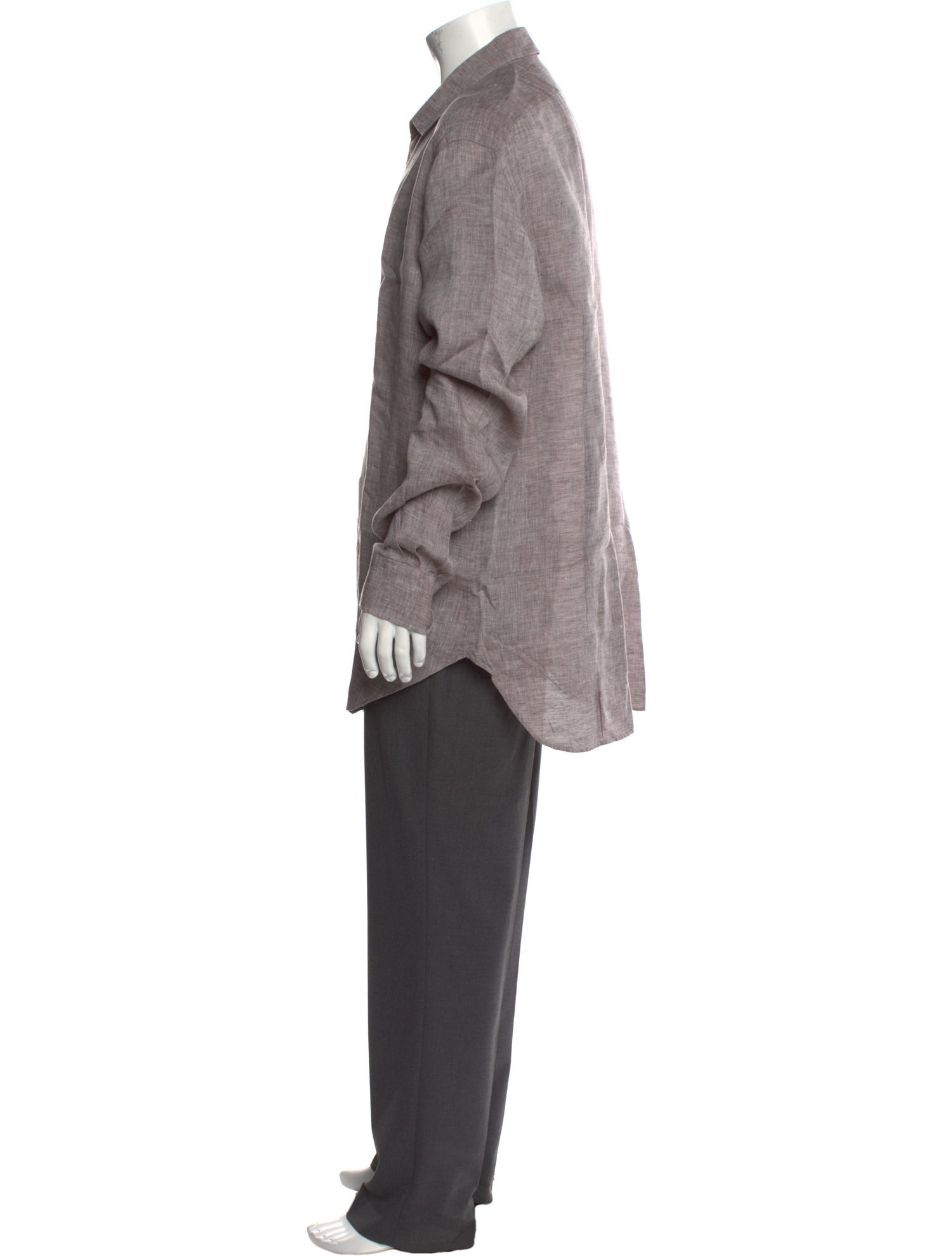 Kiton Linen Long Sleeve Dress Shirt