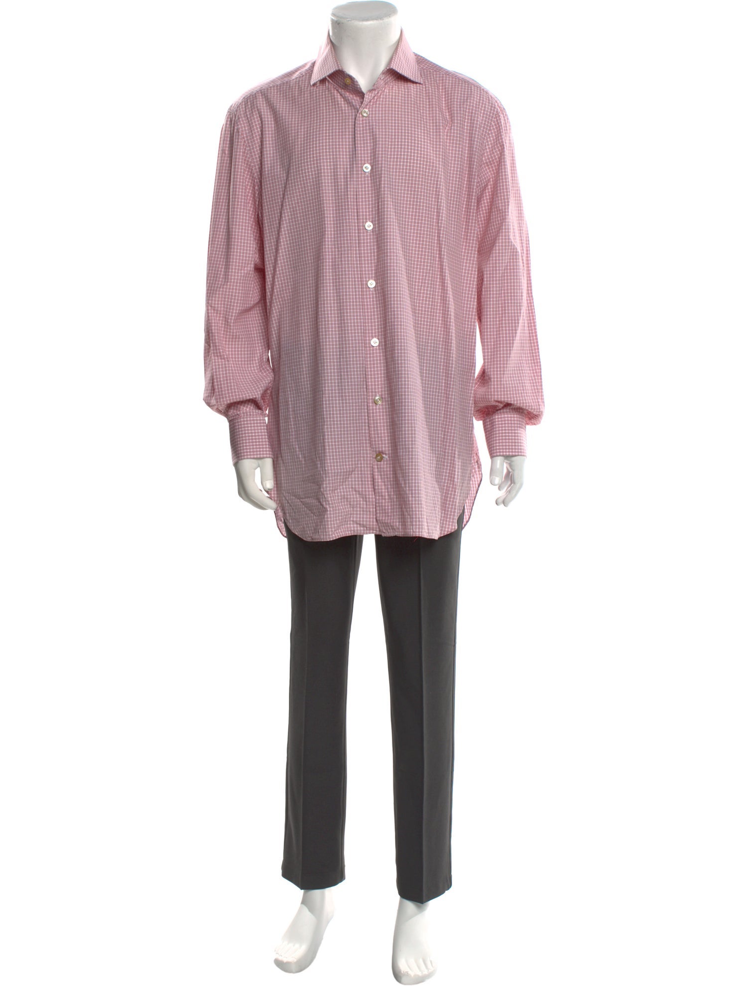 Kiton Plaid Print Long Sleeve Dress Shirt