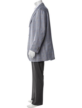 Kiton Linen Plaid Print Blazer