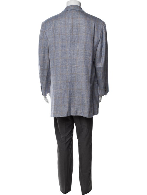 Kiton Linen Plaid Print Blazer