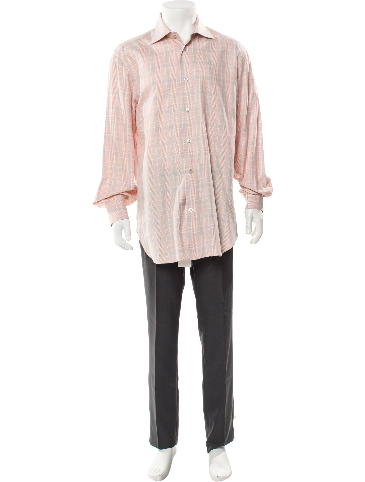 Kiton Plaid Print Long Sleeve Dress Shirt
