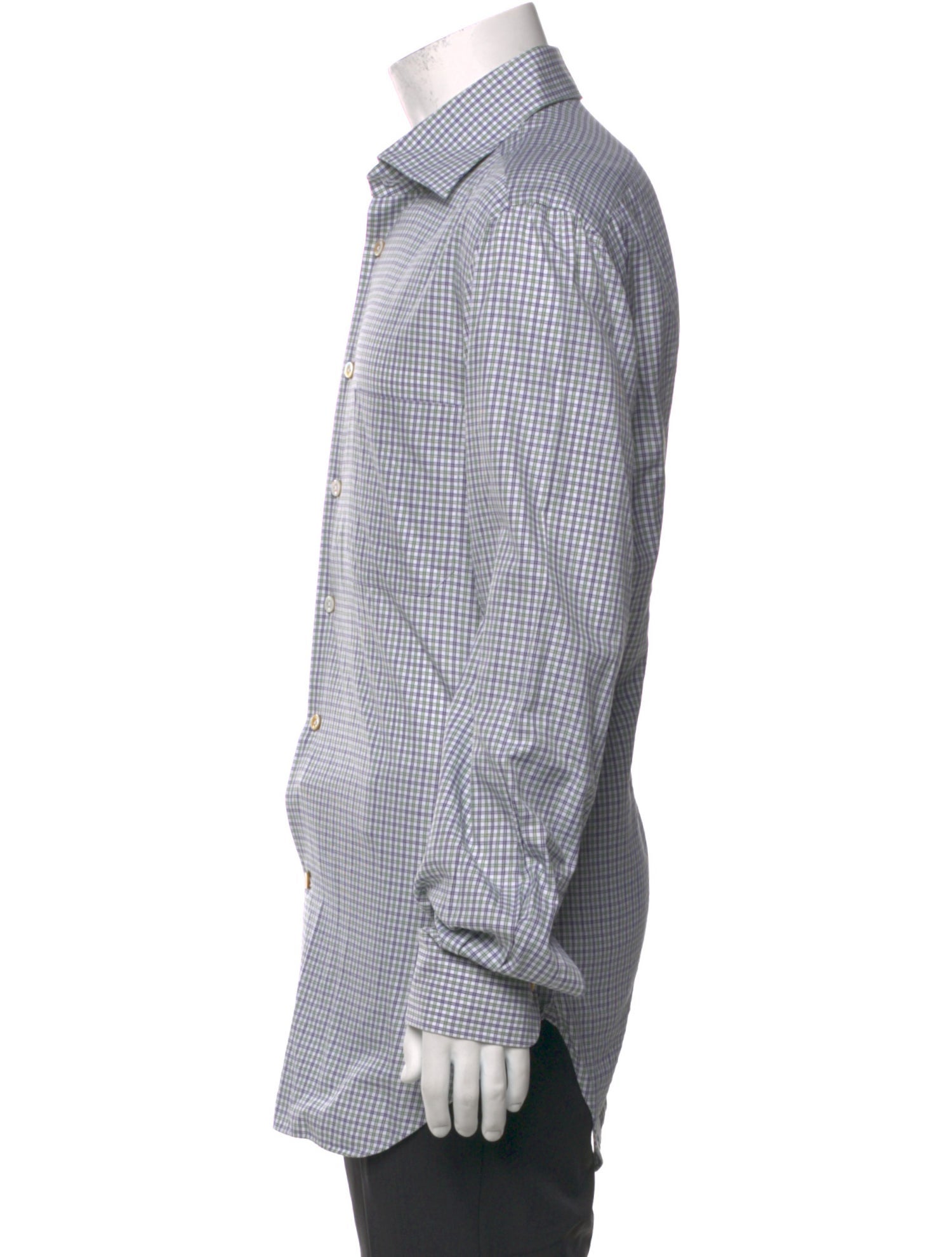 Kiton Plaid Print Long Sleeve Dress Shirt