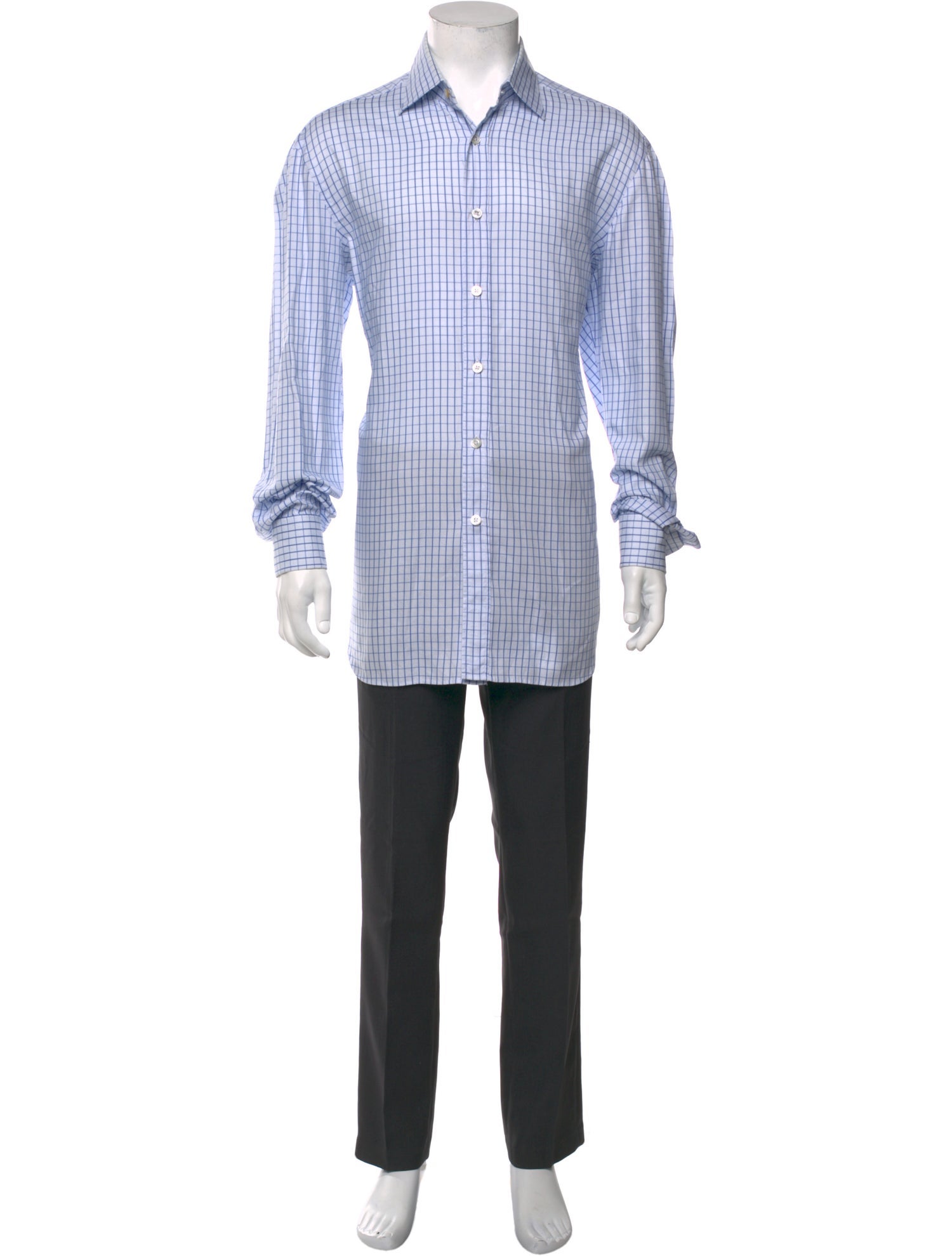 Kiton Plaid Print Long Sleeve Dress Shirt