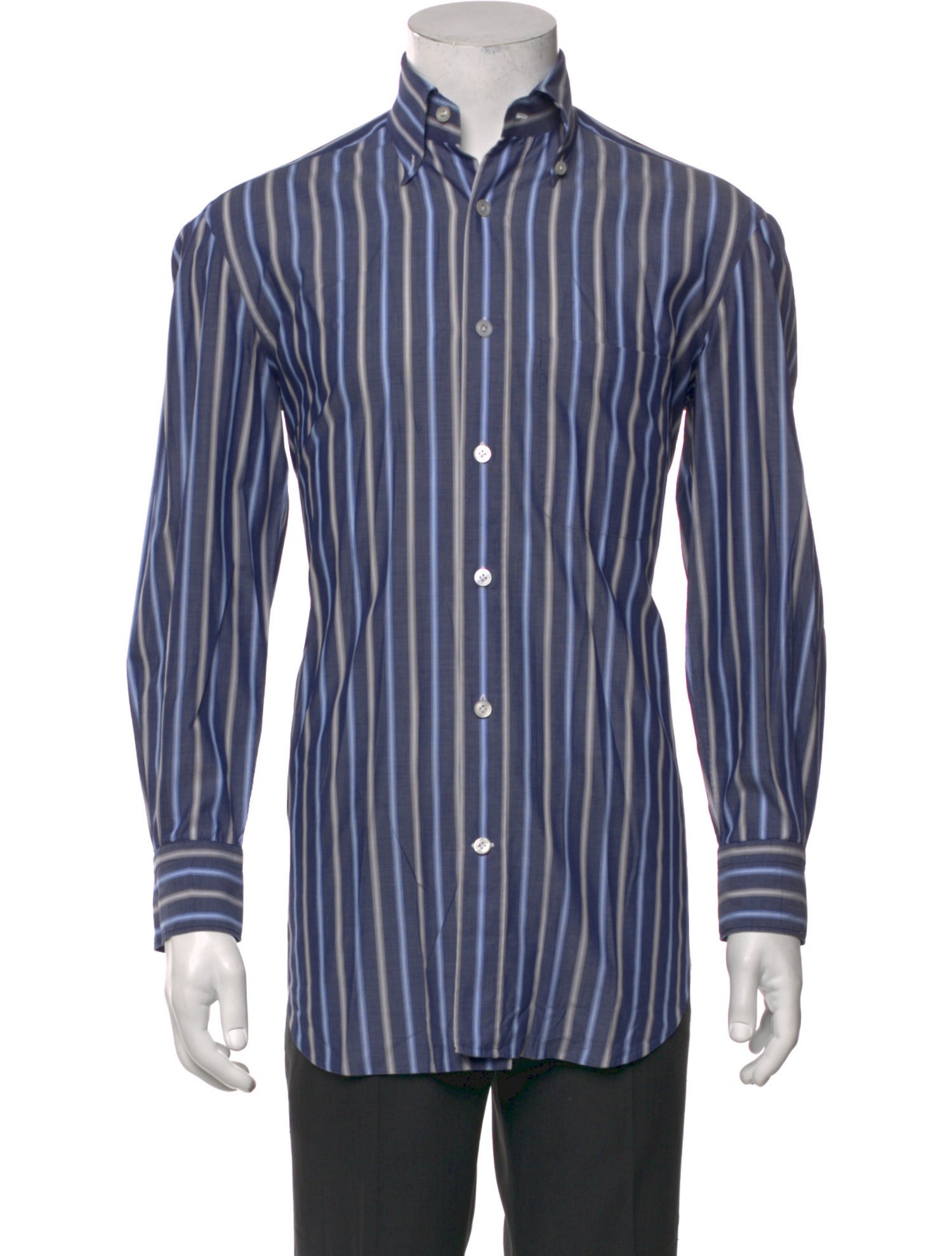 Kiton Striped Long Sleeve Dress Shirt