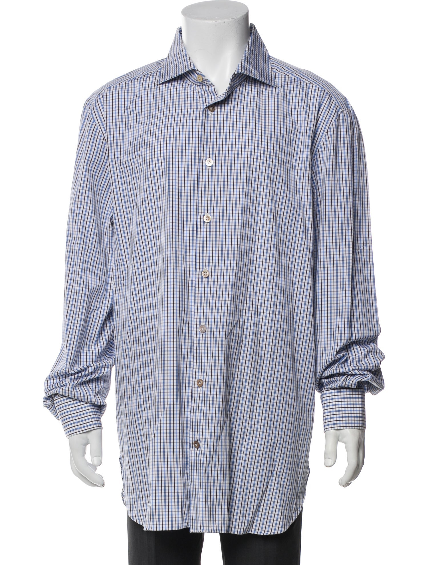 Kiton Plaid Print Long Sleeve Dress Shirt