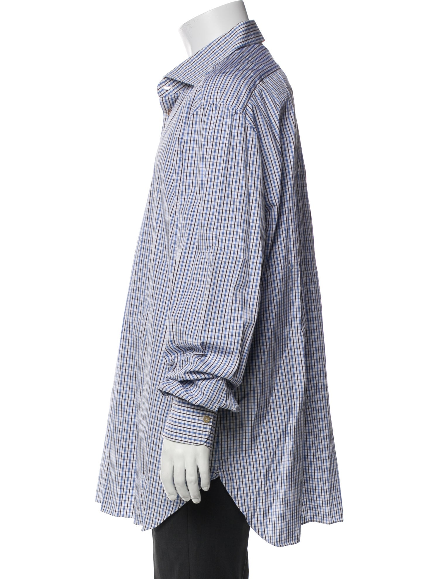 Kiton Plaid Print Long Sleeve Dress Shirt