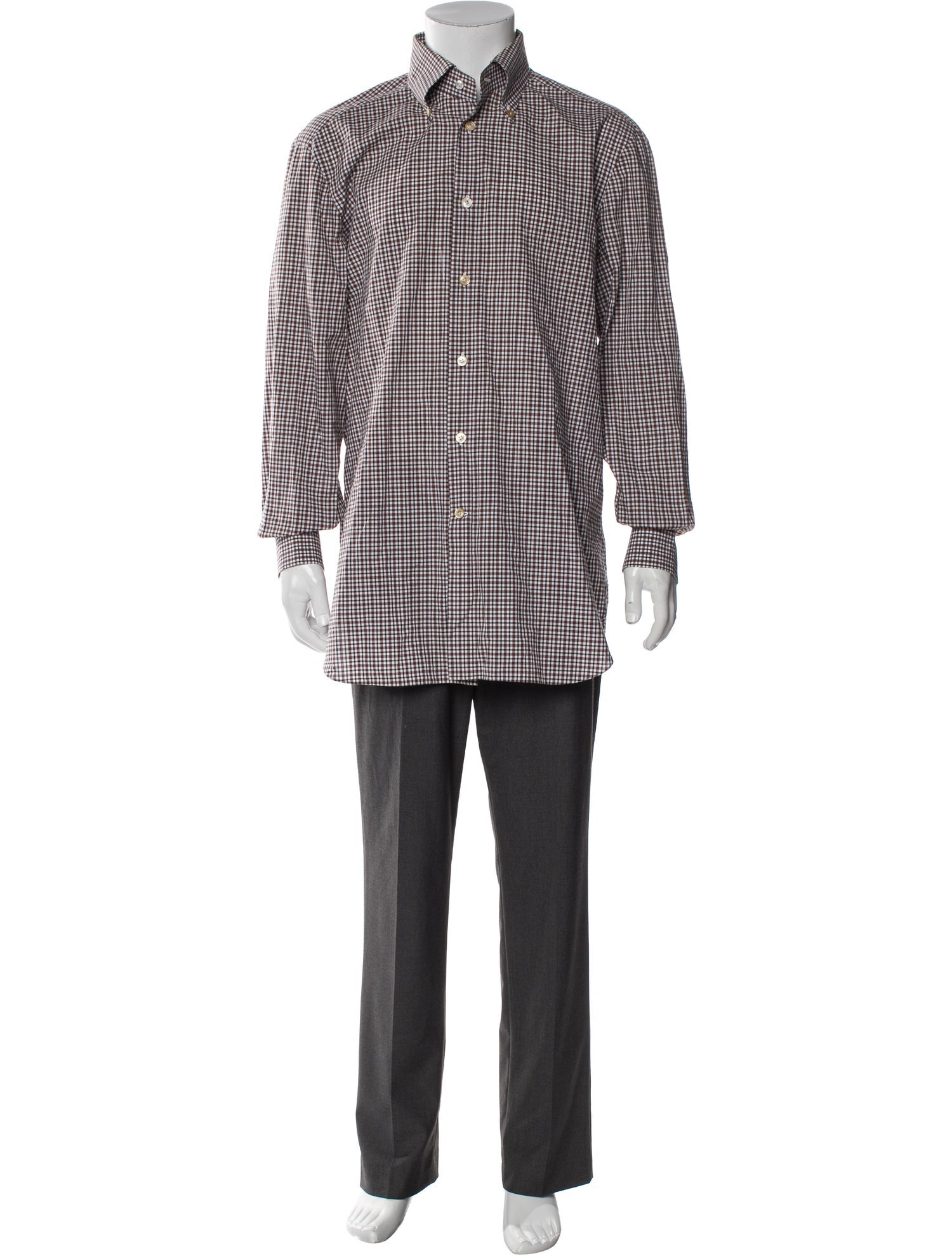 Kiton Plaid Print Long Sleeve Shirt