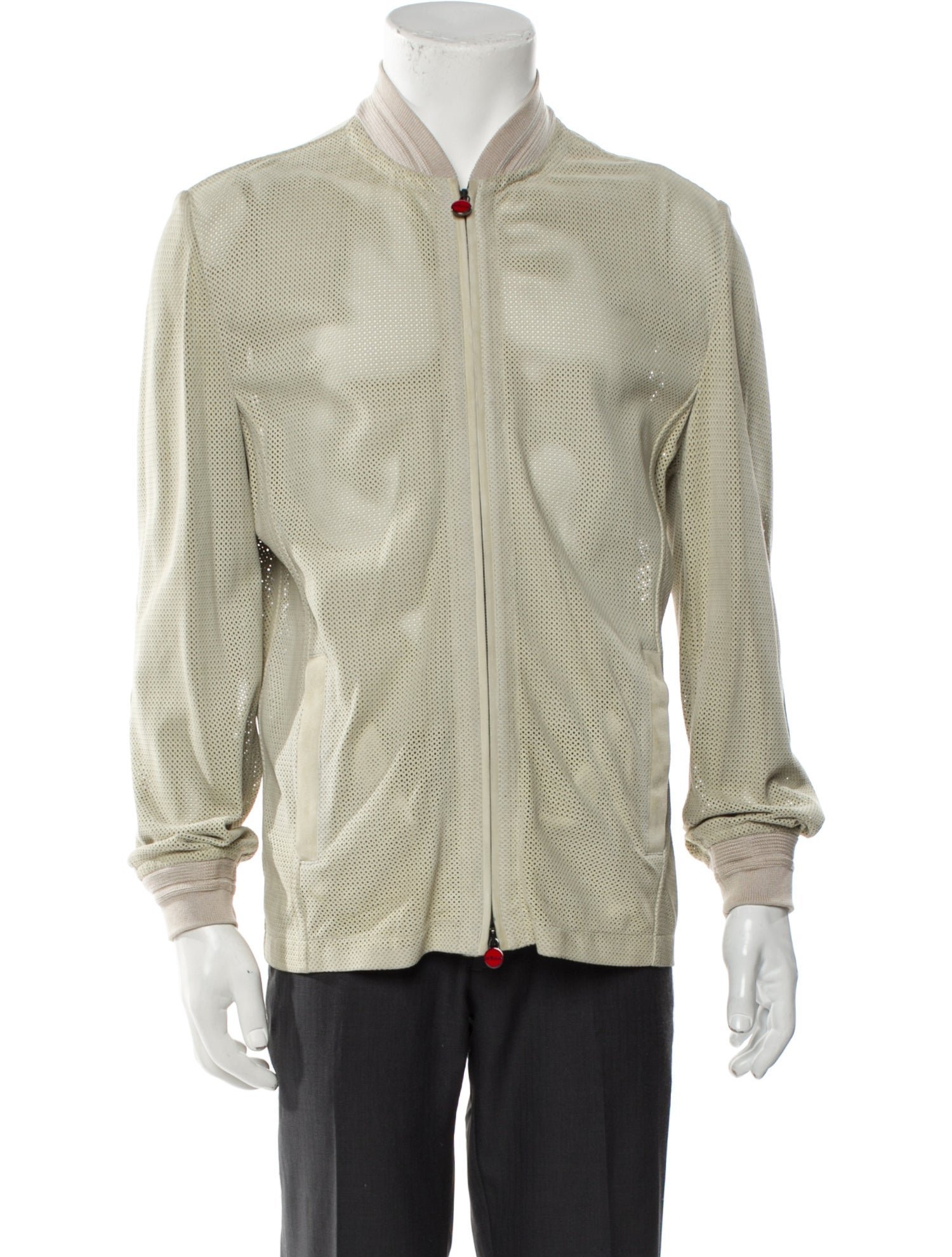 Kiton Perforated Lambskin Bomber Jacket