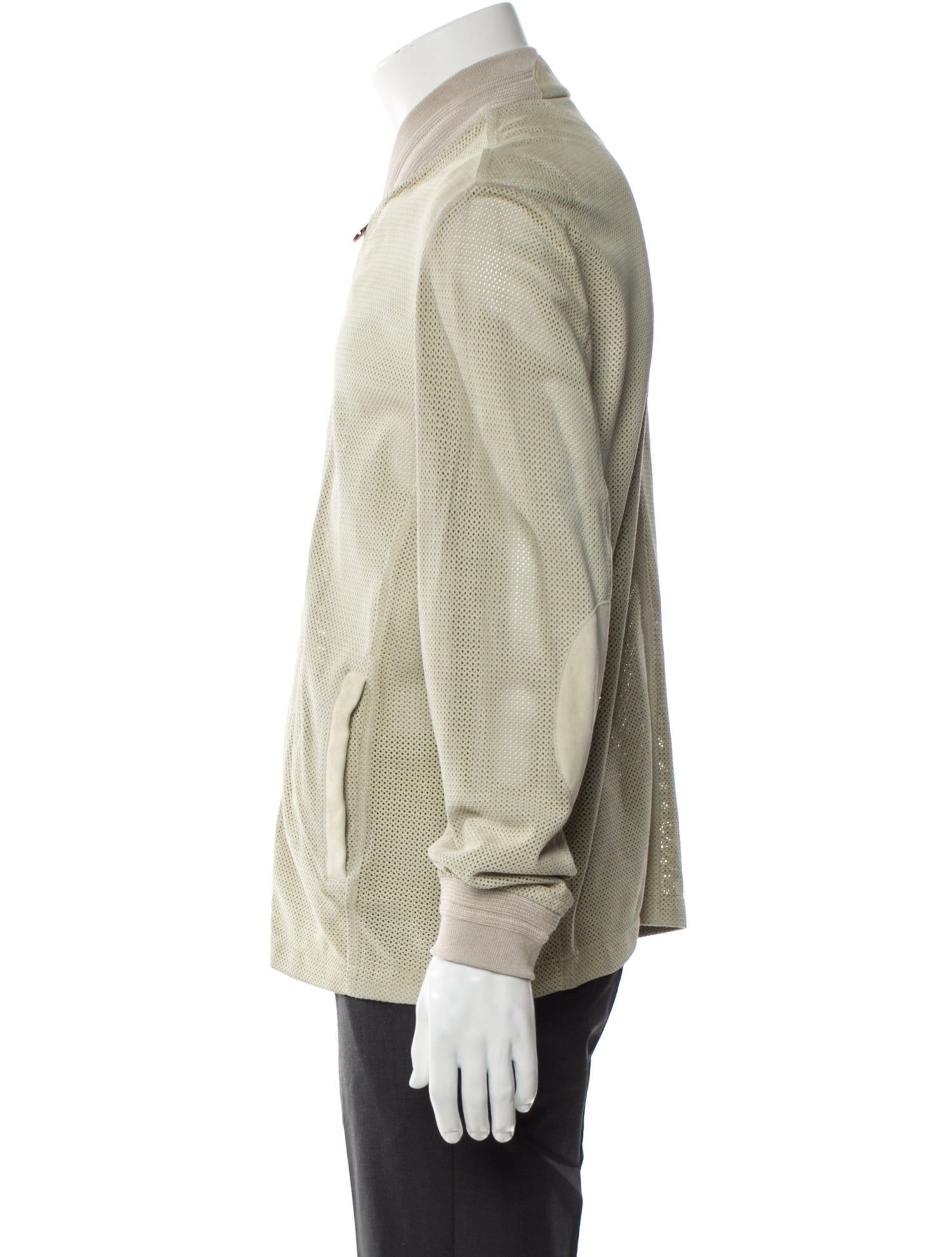 Kiton Perforated Lambskin Bomber Jacket