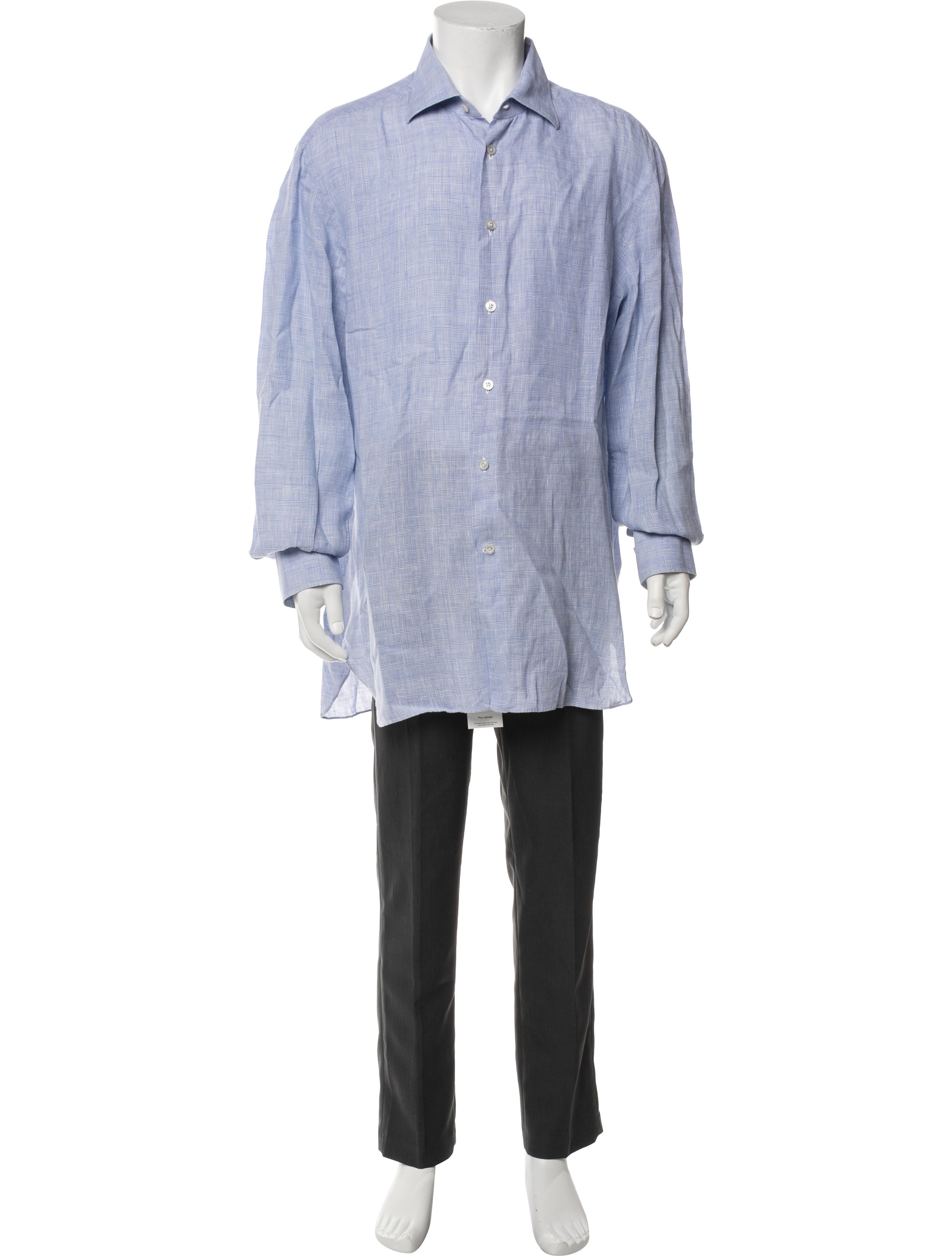 Kiton Linen Plaid Print Shirt