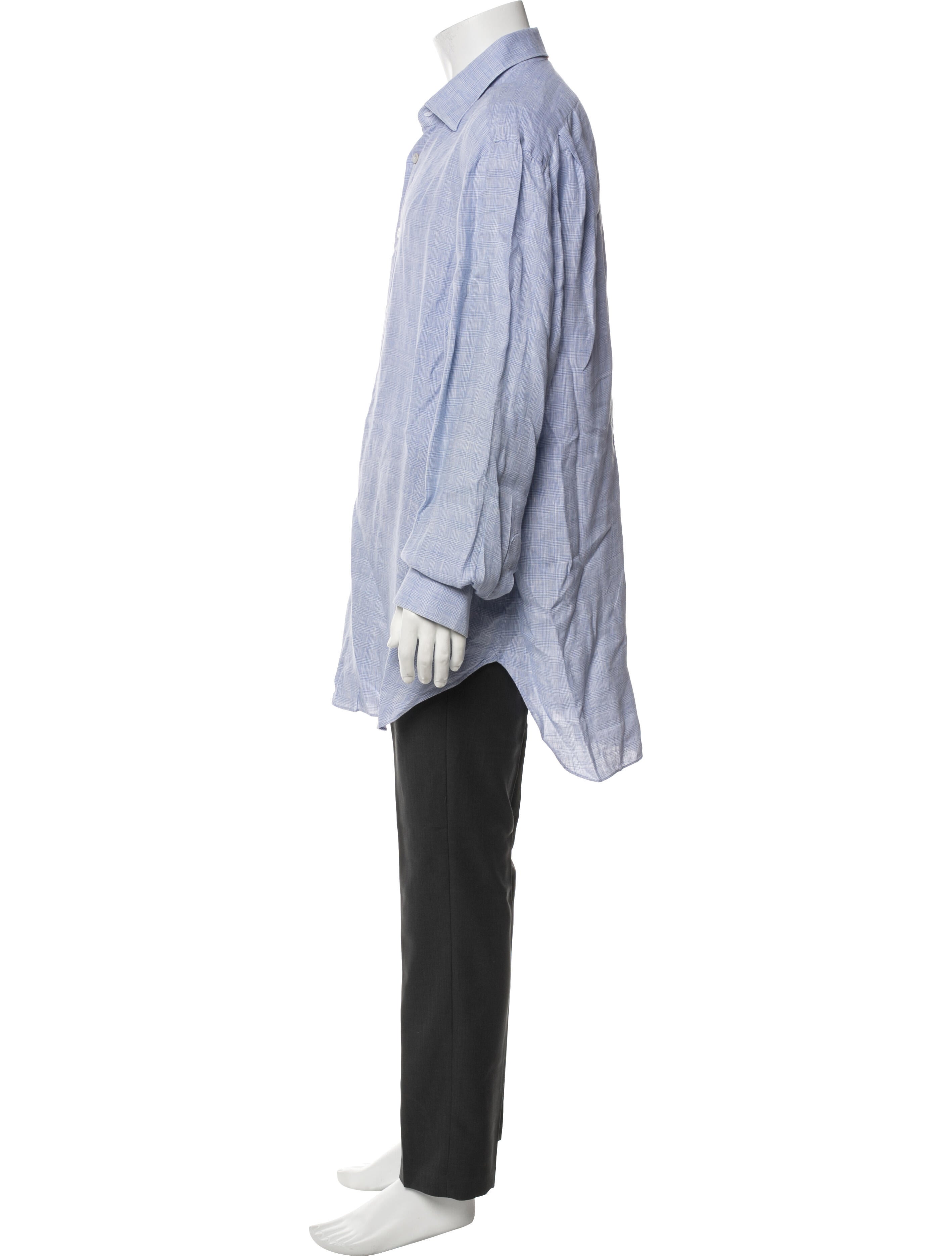 Kiton Linen Plaid Print Shirt