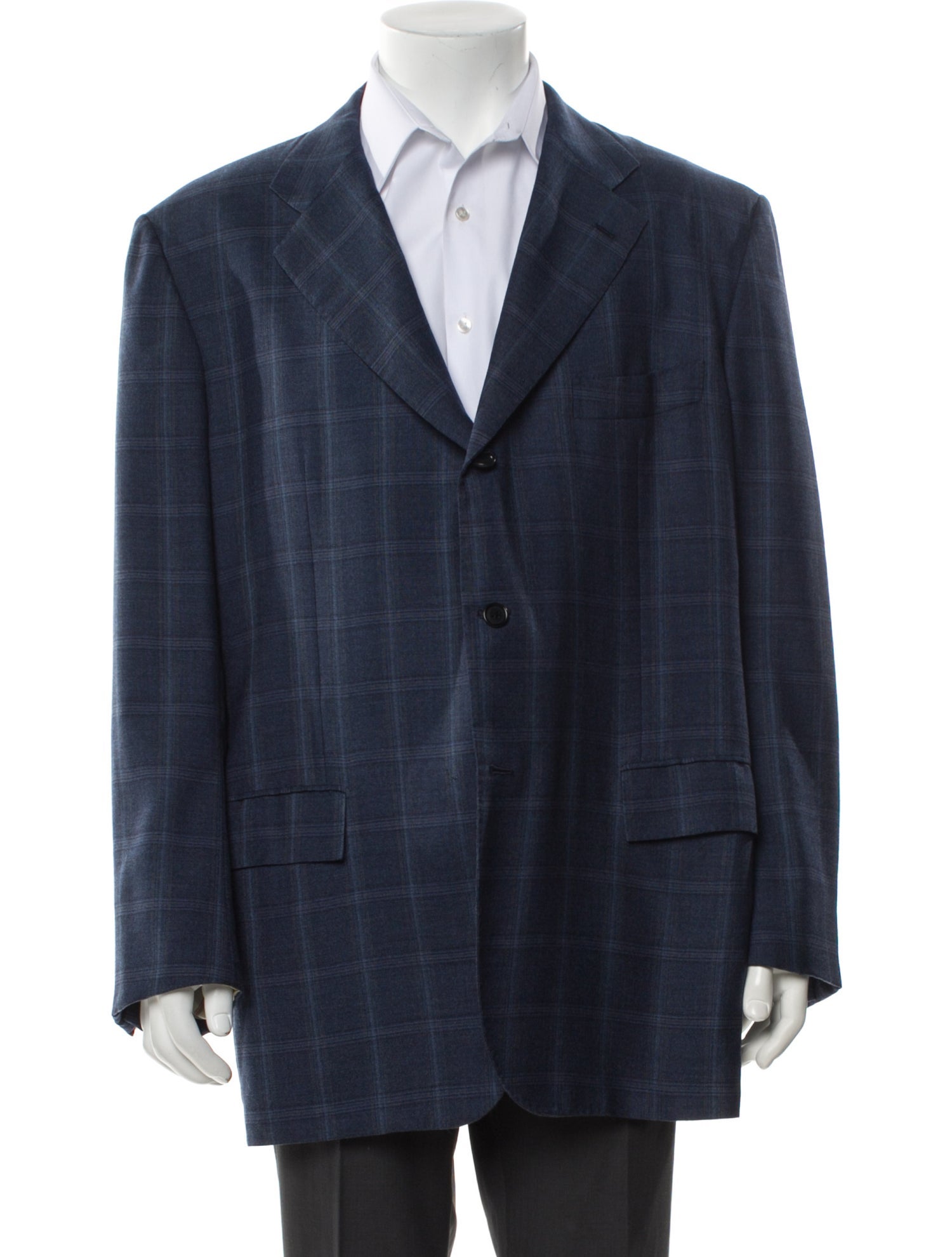 Kiton Cashmere Plaid Print Blazer