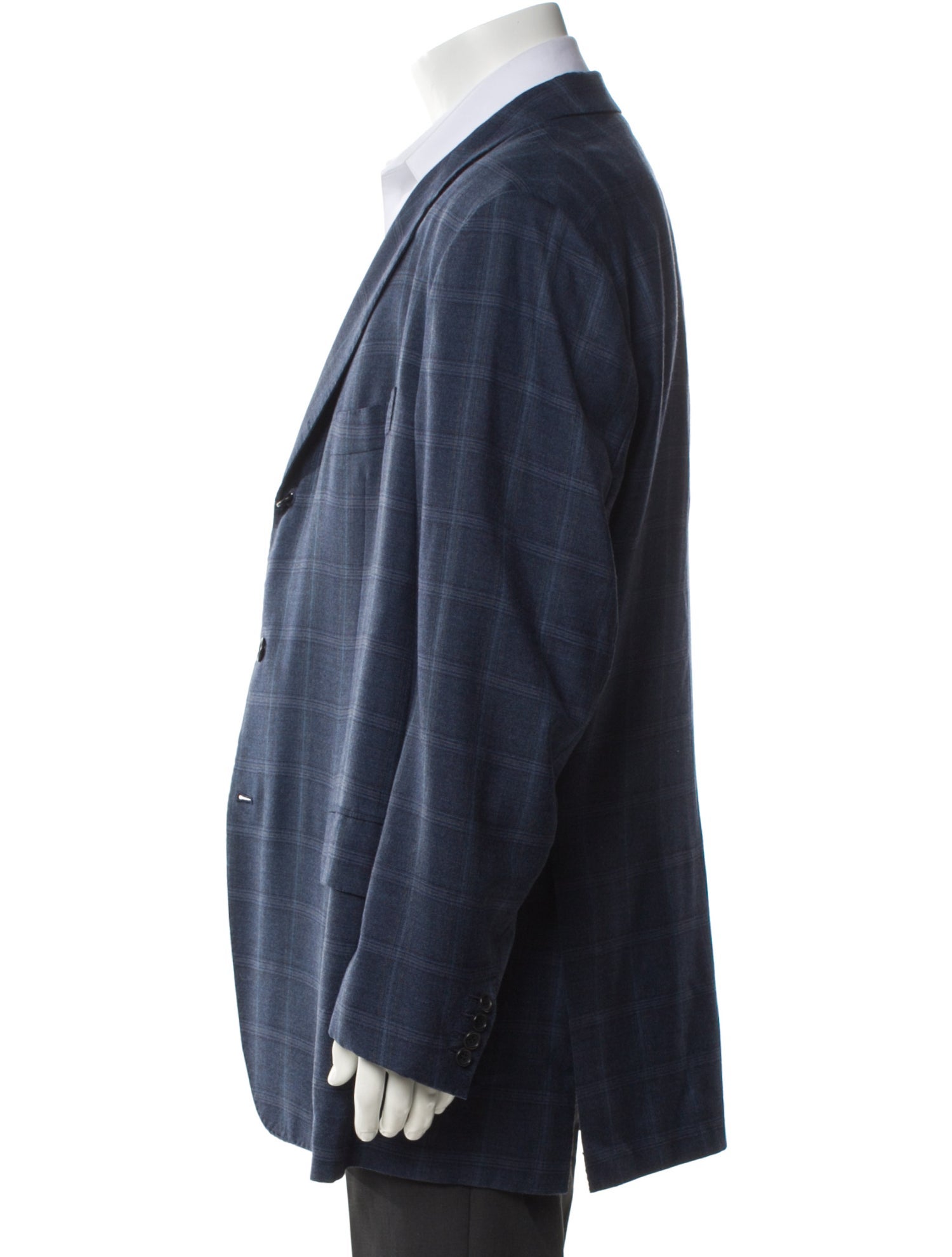 Kiton Cashmere Plaid Print Blazer