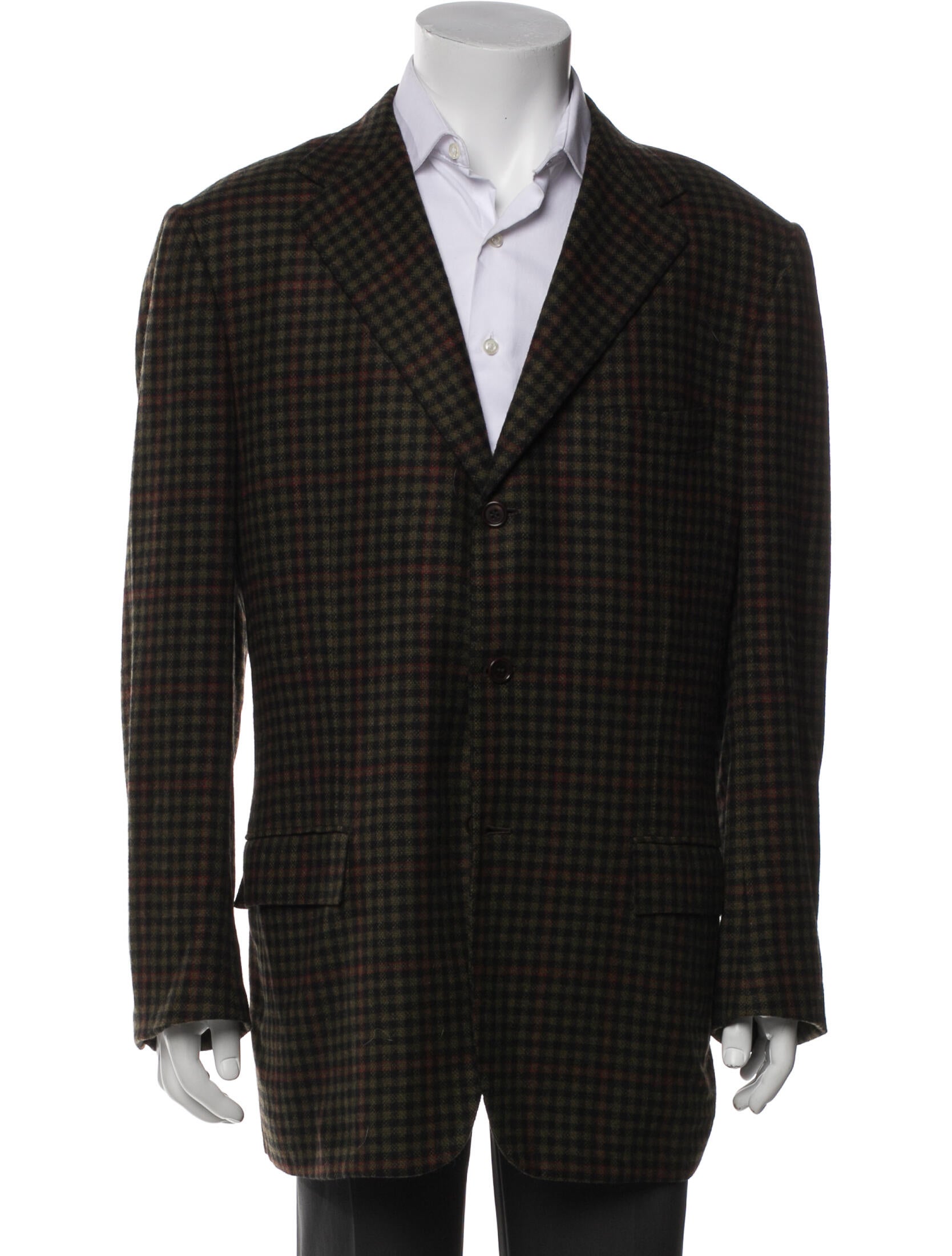 Kiton Cashmere Plaid Print Blazer