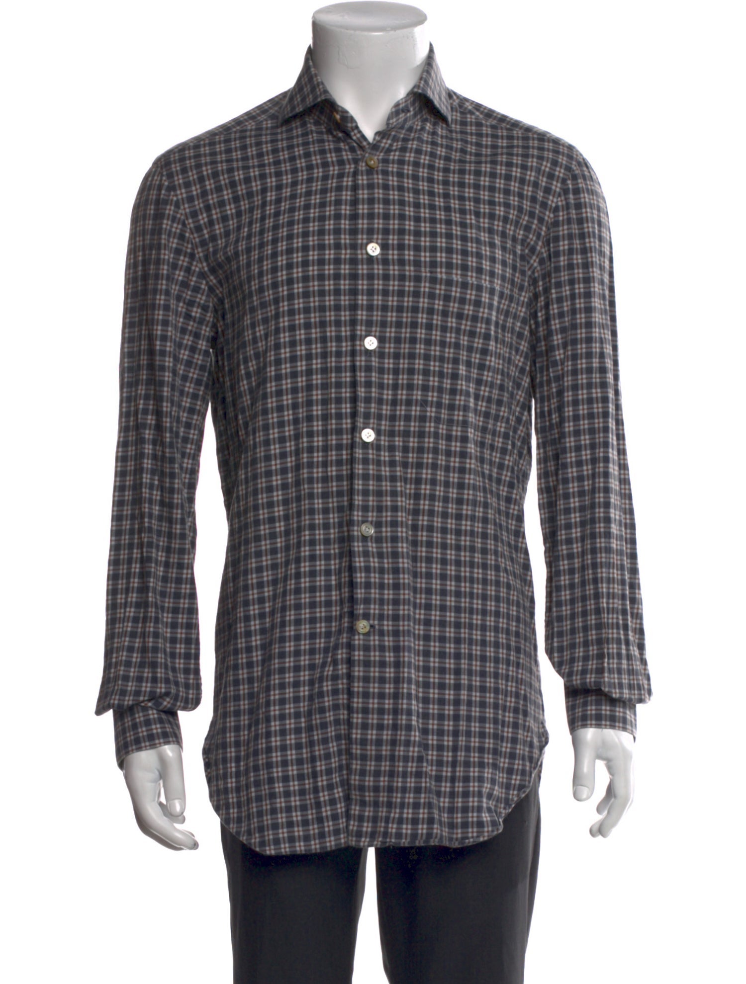 Kiton Plaid Print Long Sleeve Shirt