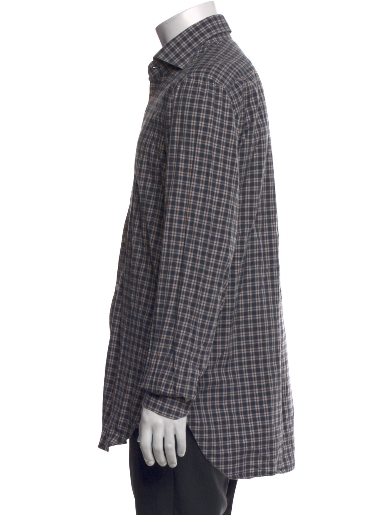 Kiton Plaid Print Long Sleeve Shirt
