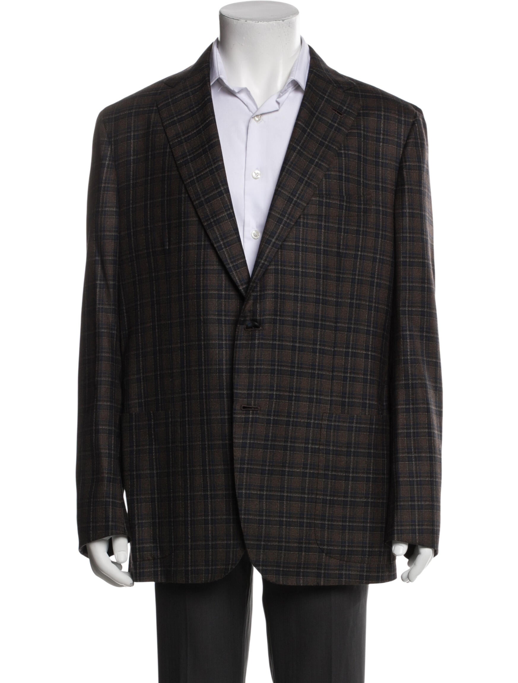 Kiton Cashmere Plaid Print Sport Coat
