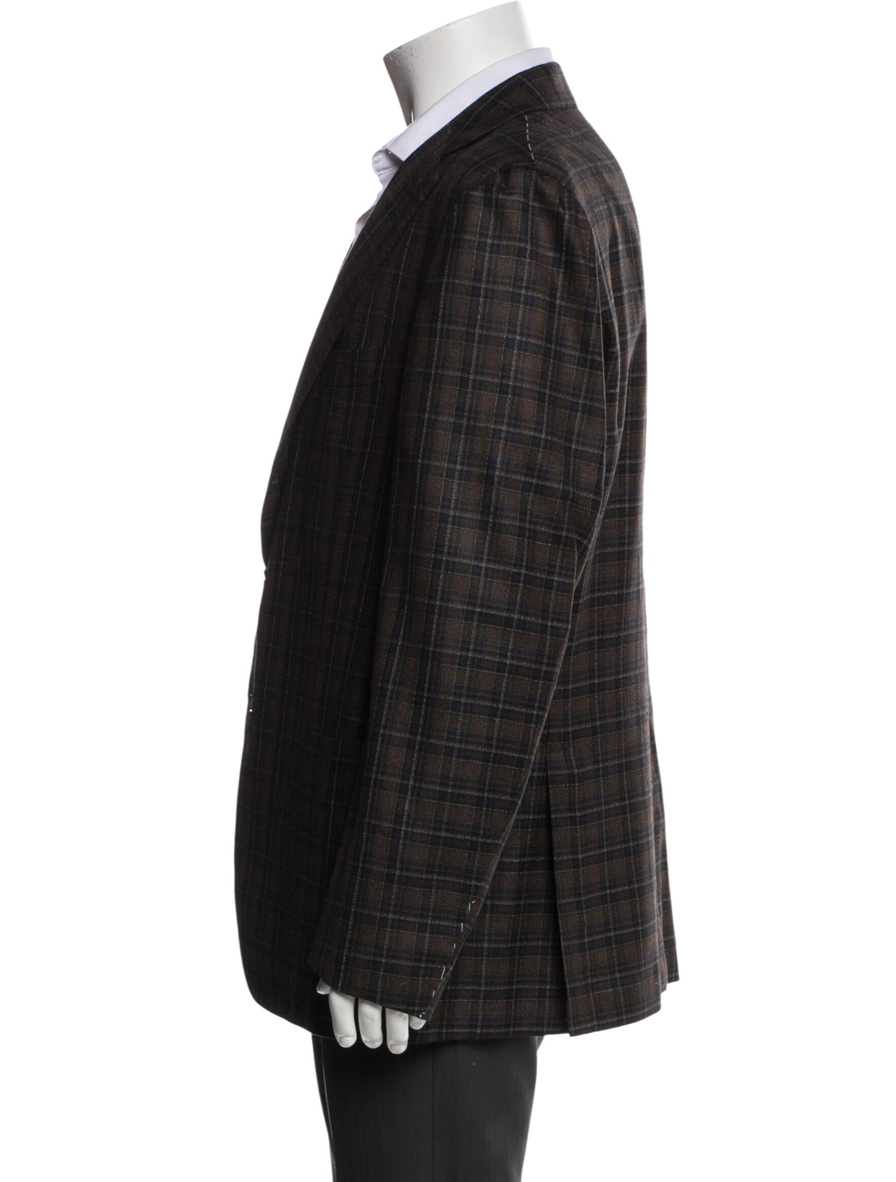 Kiton Cashmere Plaid Print Sport Coat