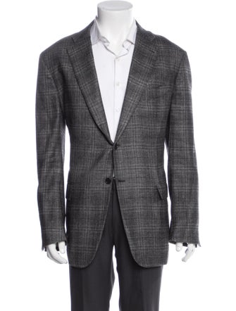 Kiton gray pattern print blazer