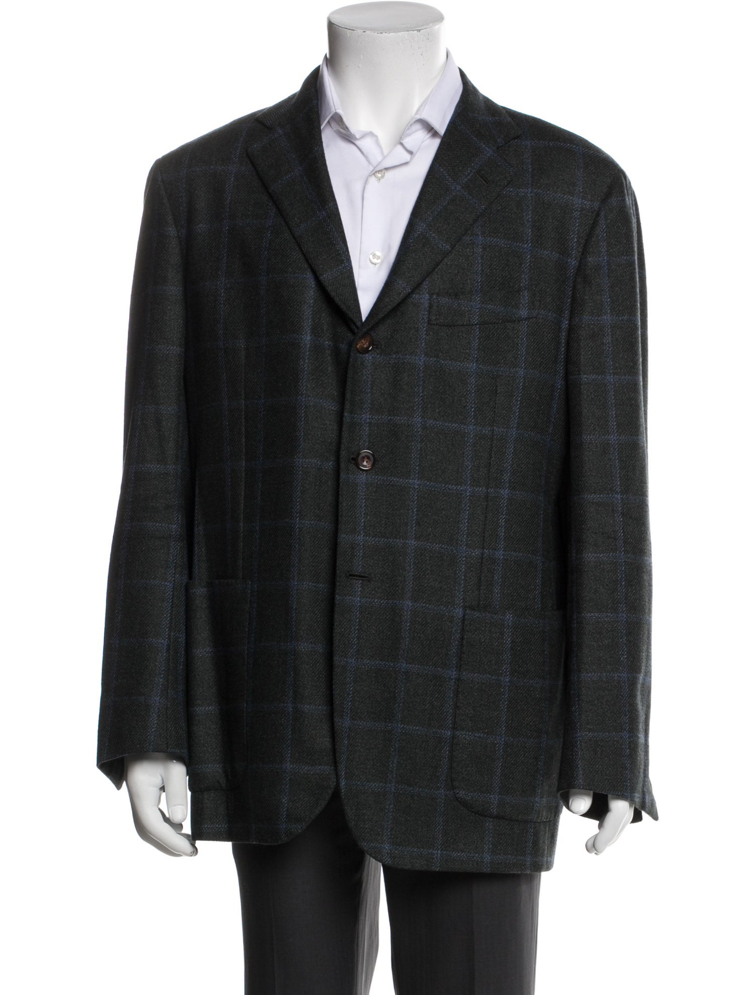 Kiton Wool Plaid Print Sport Coat