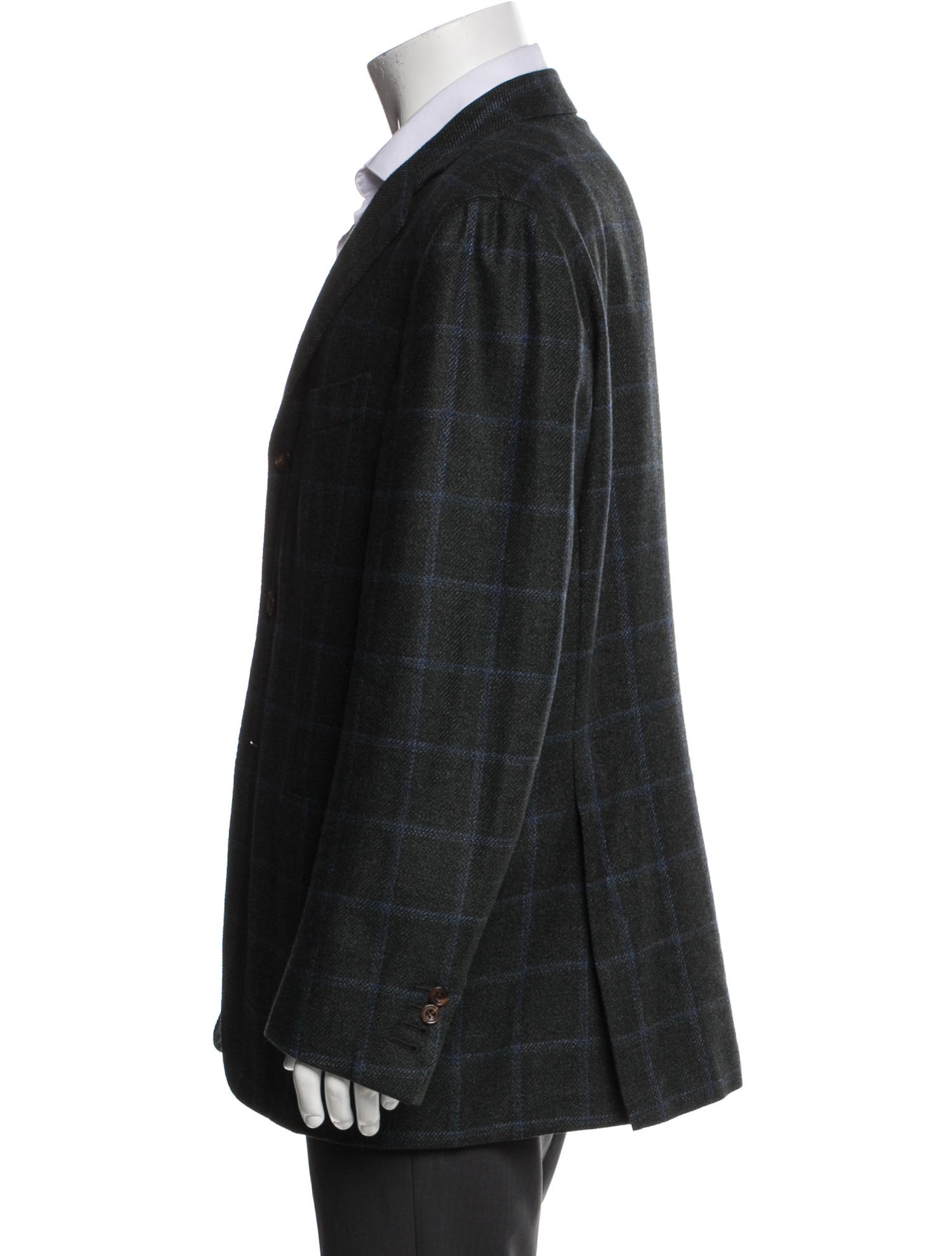 Kiton Wool Plaid Print Sport Coat