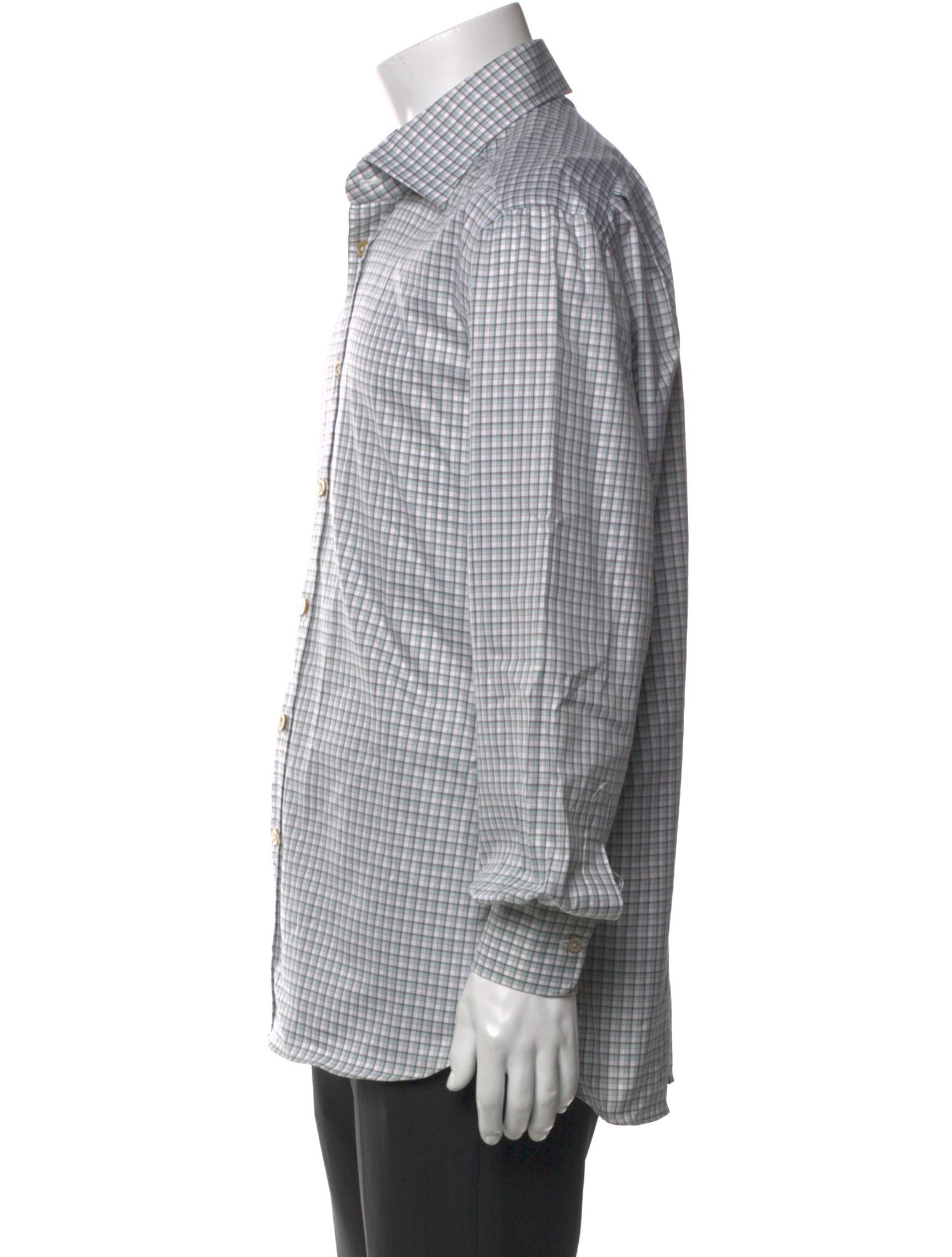 Kiton Plaid Print Long Sleeve Dress Shirt
