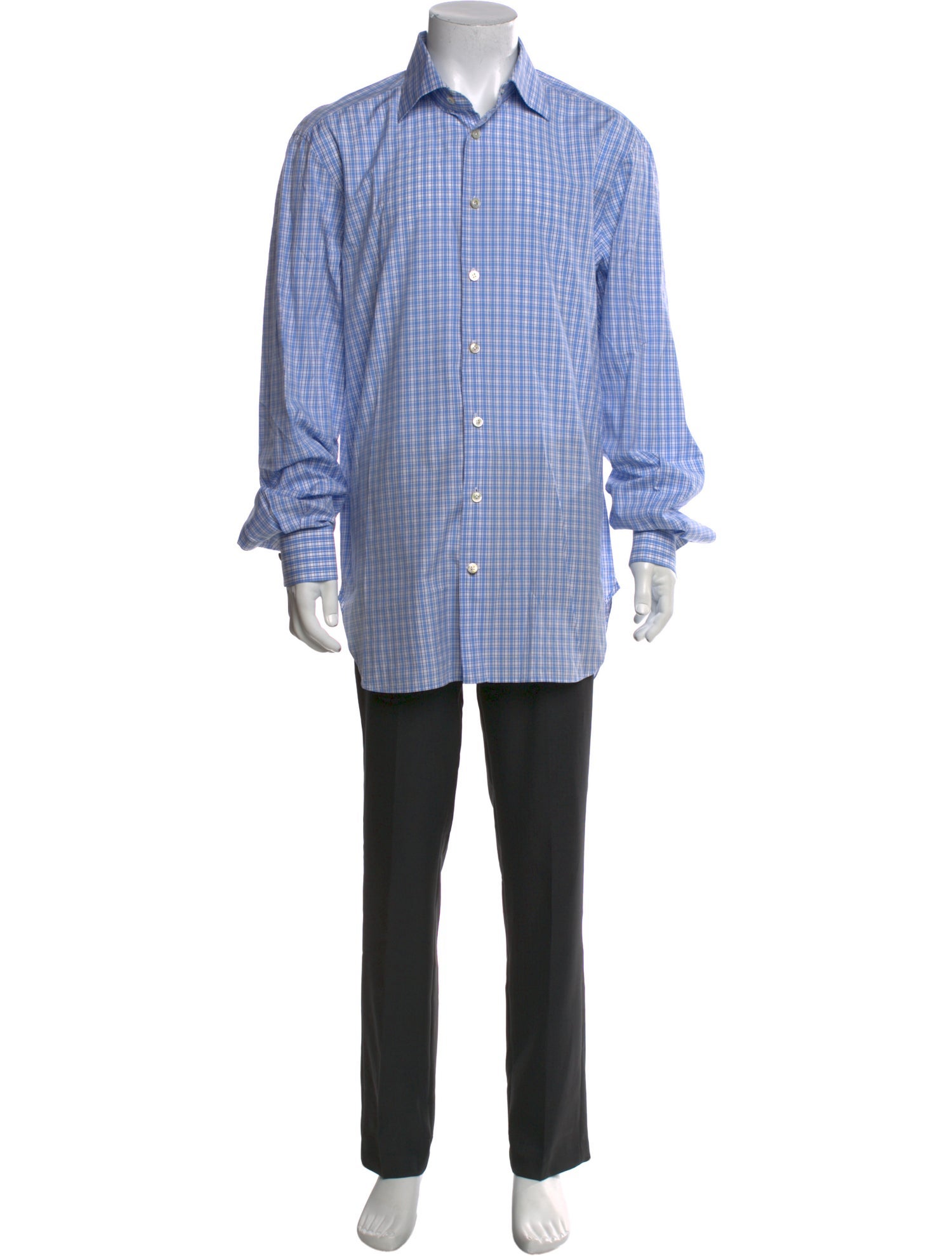Kiton Plaid Print Long Sleeve Dress Shirt