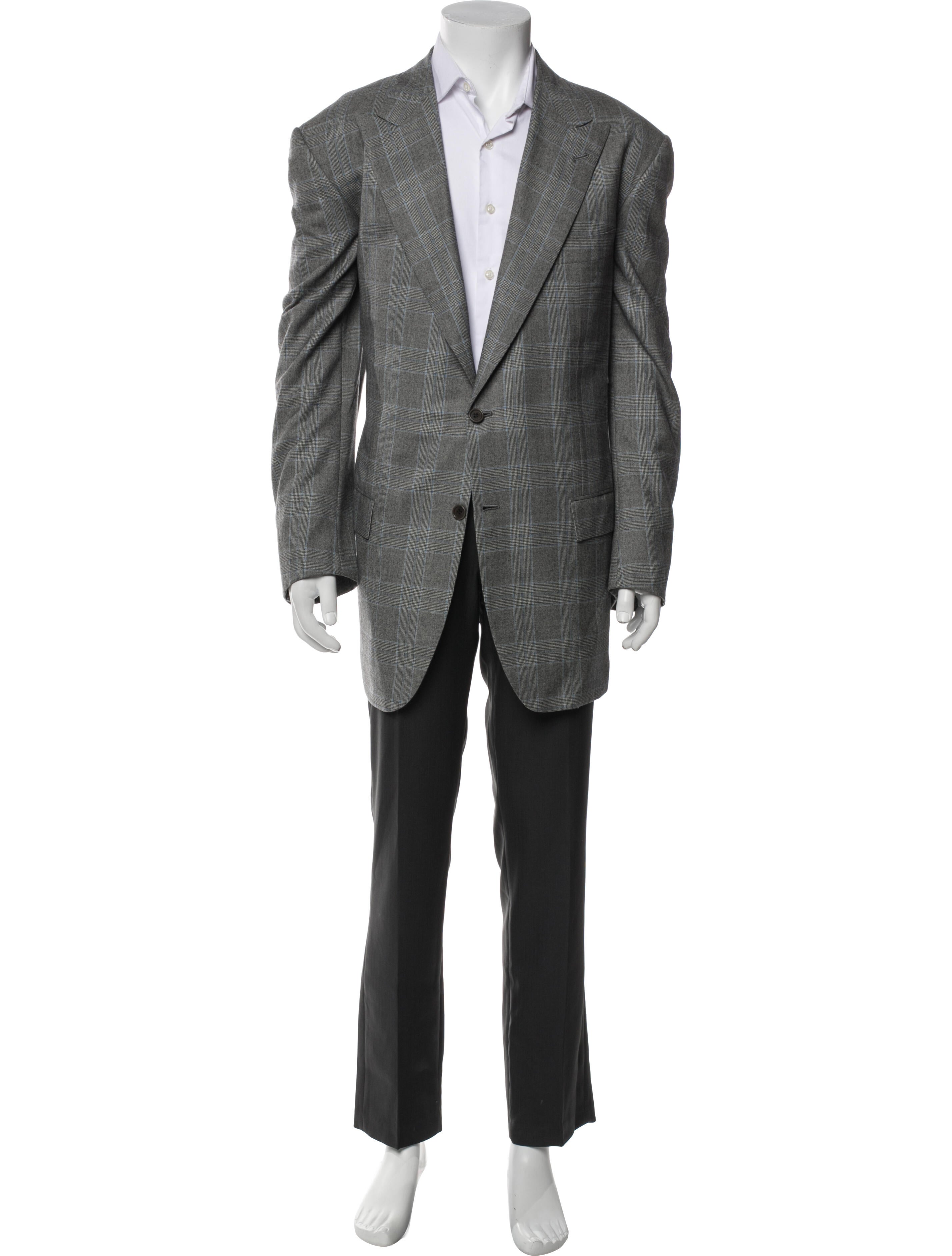 Kiton Wool Plaid Print Blazer