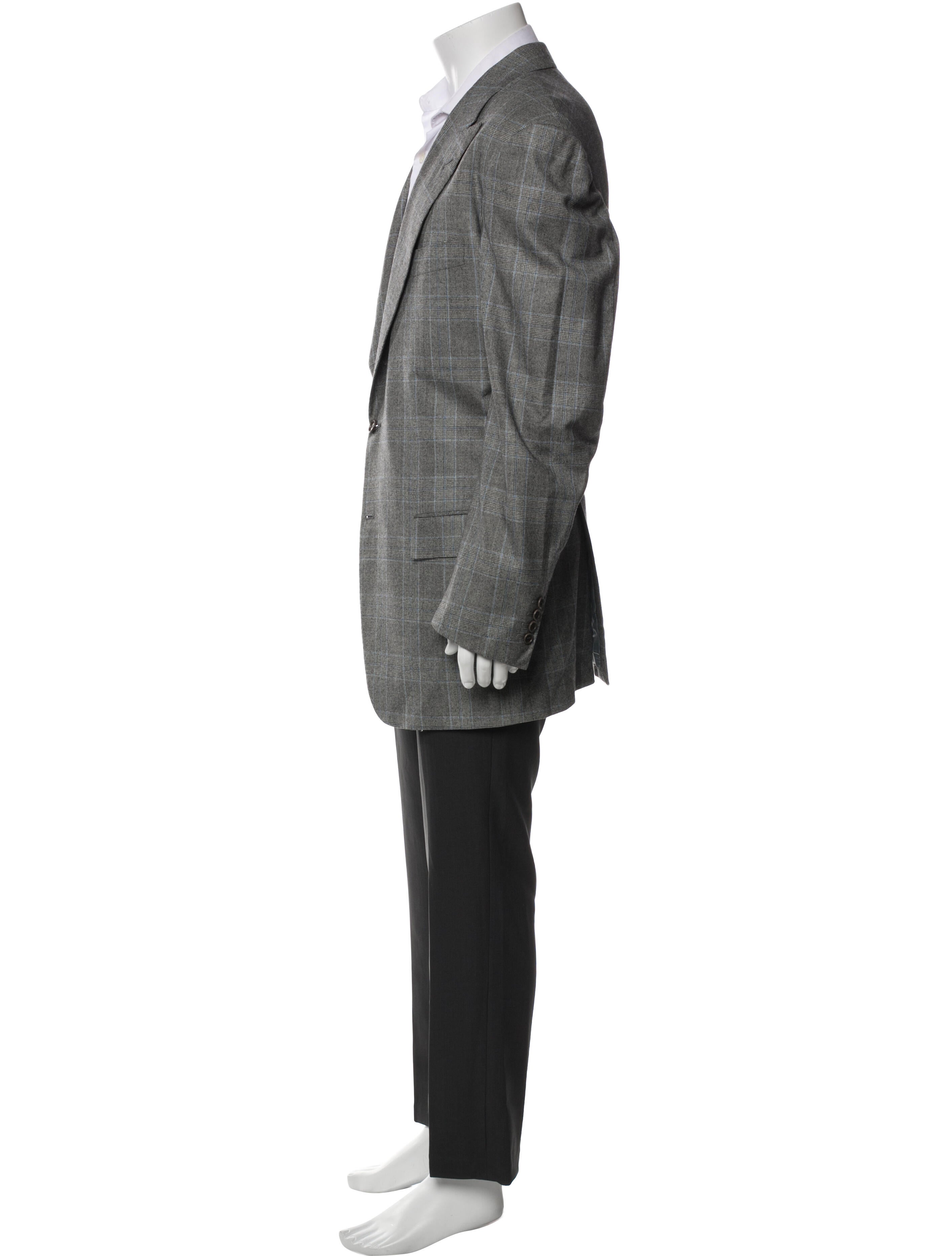 Kiton Wool Plaid Print Blazer