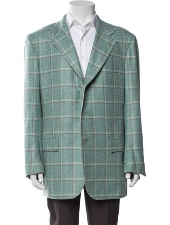 Kiton Cashmere Plaid Print Blazer