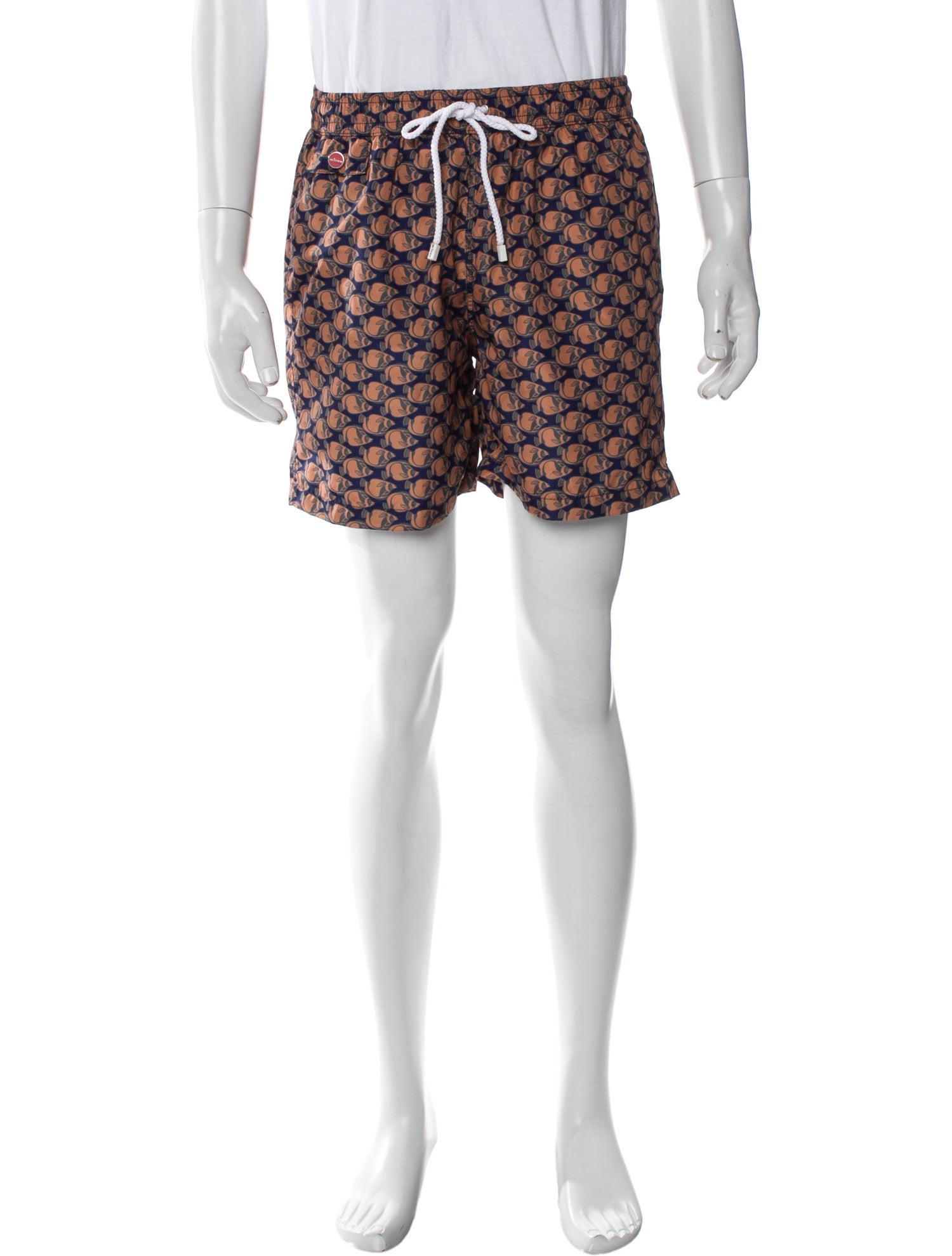 Kiton Printed Embroidered Accent Swim Trunks w/ Tags