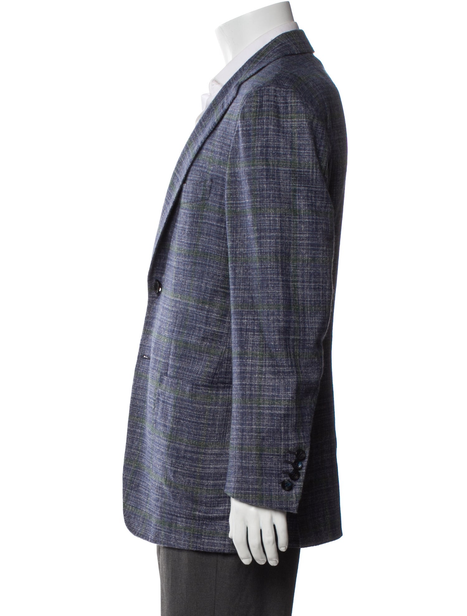 Kiton Cashmere Plaid Print Blazer