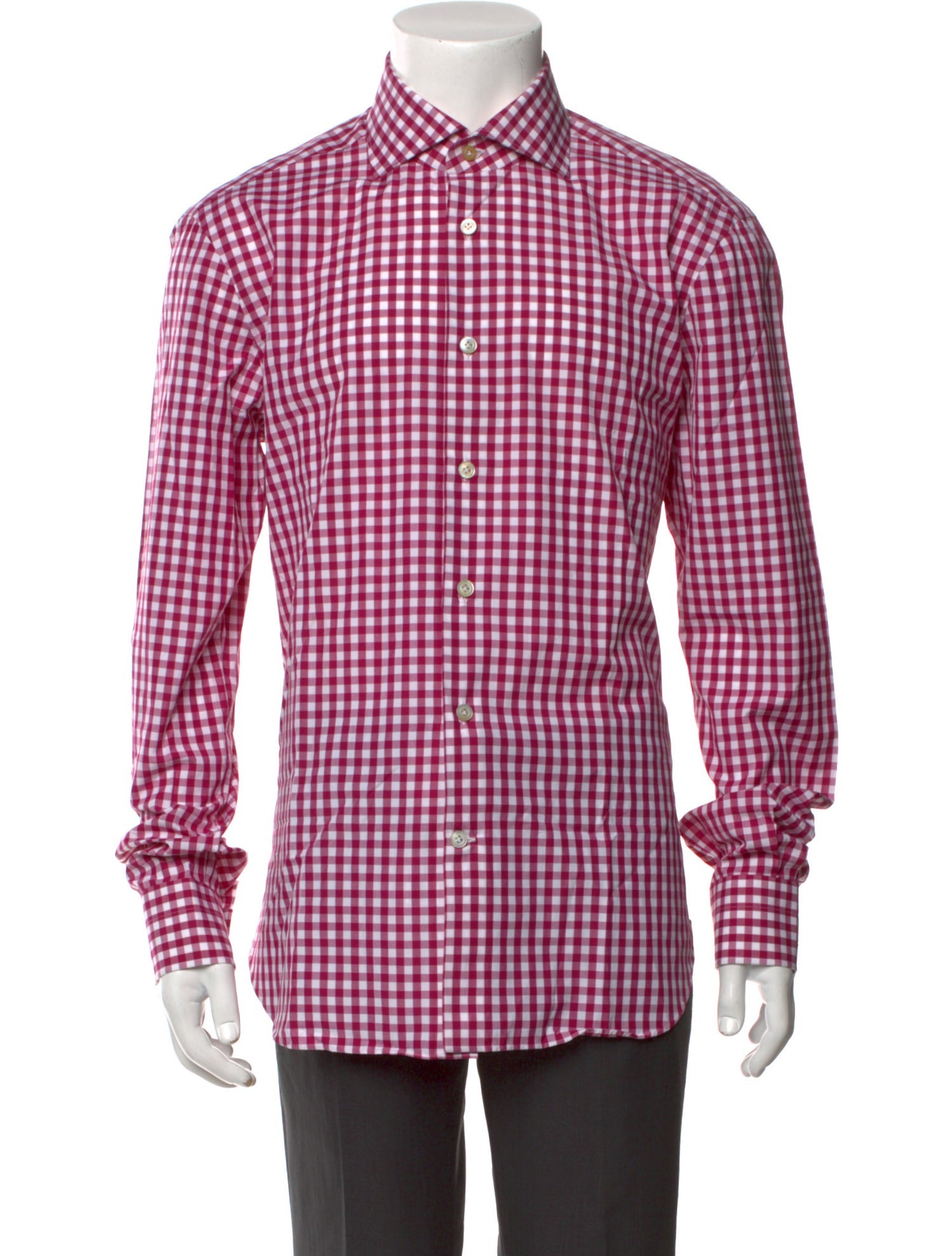 Kiton Plaid Print Long Sleeve Dress Shirt