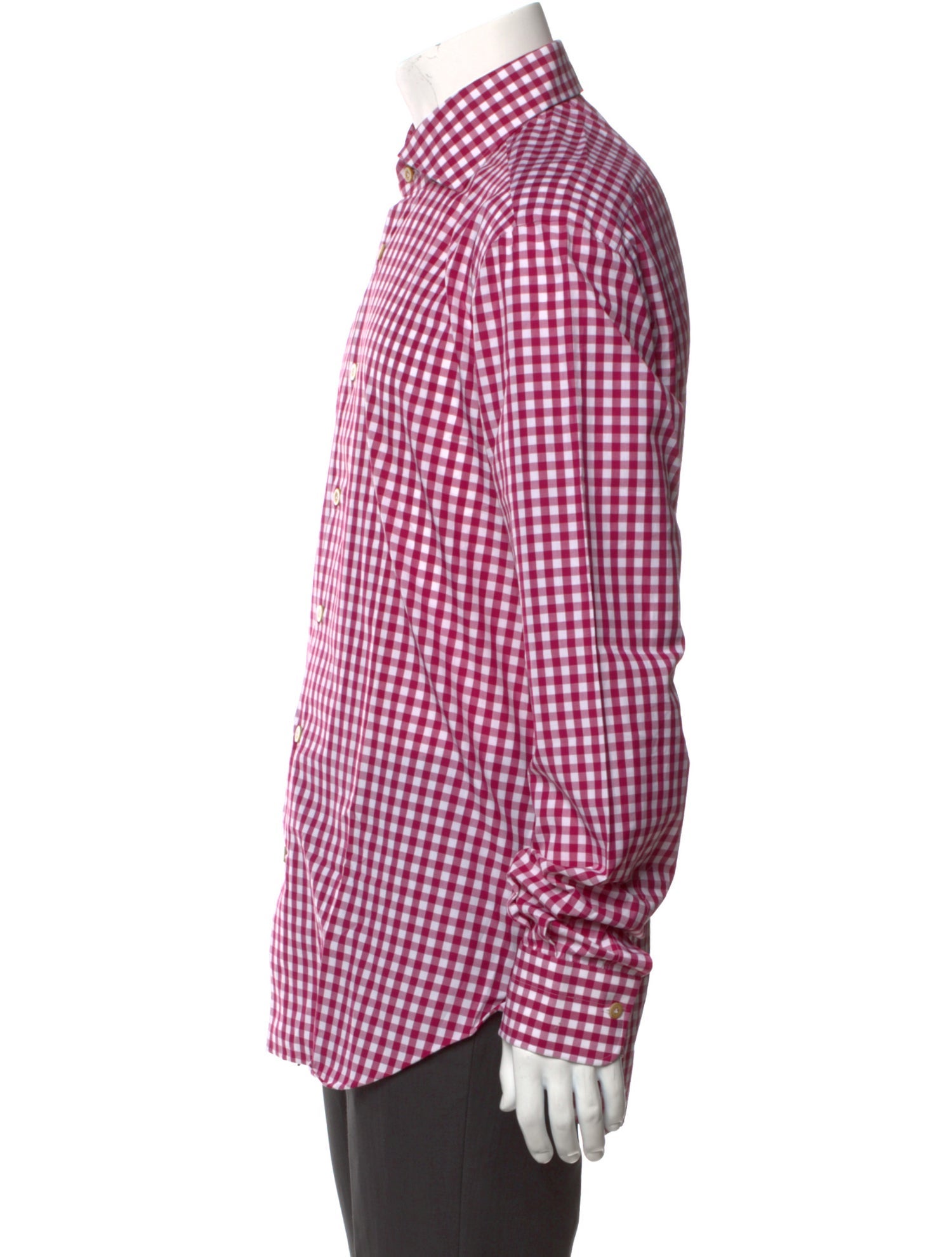 Kiton Plaid Print Long Sleeve Dress Shirt