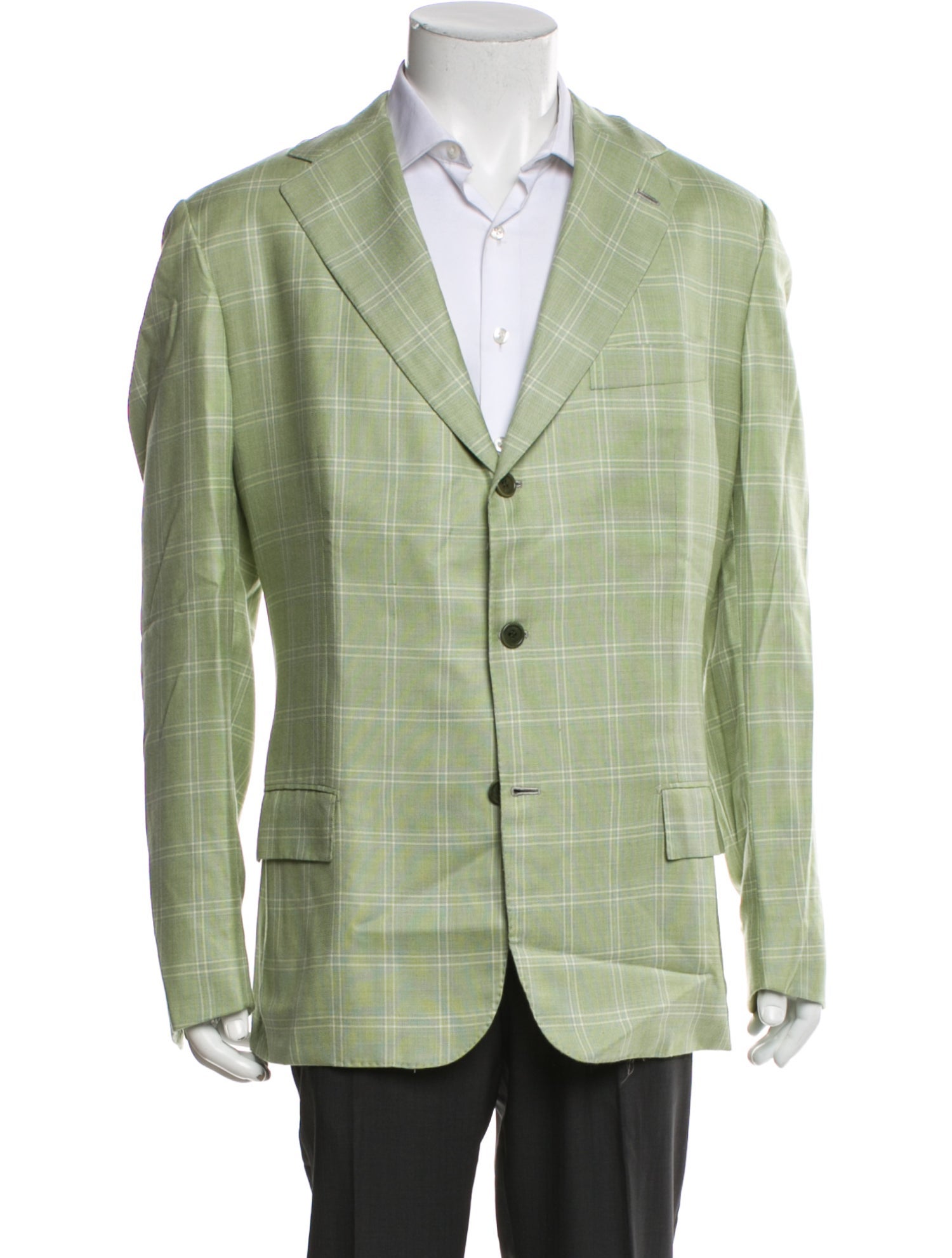 Kiton Cashmere Plaid Print Blazer