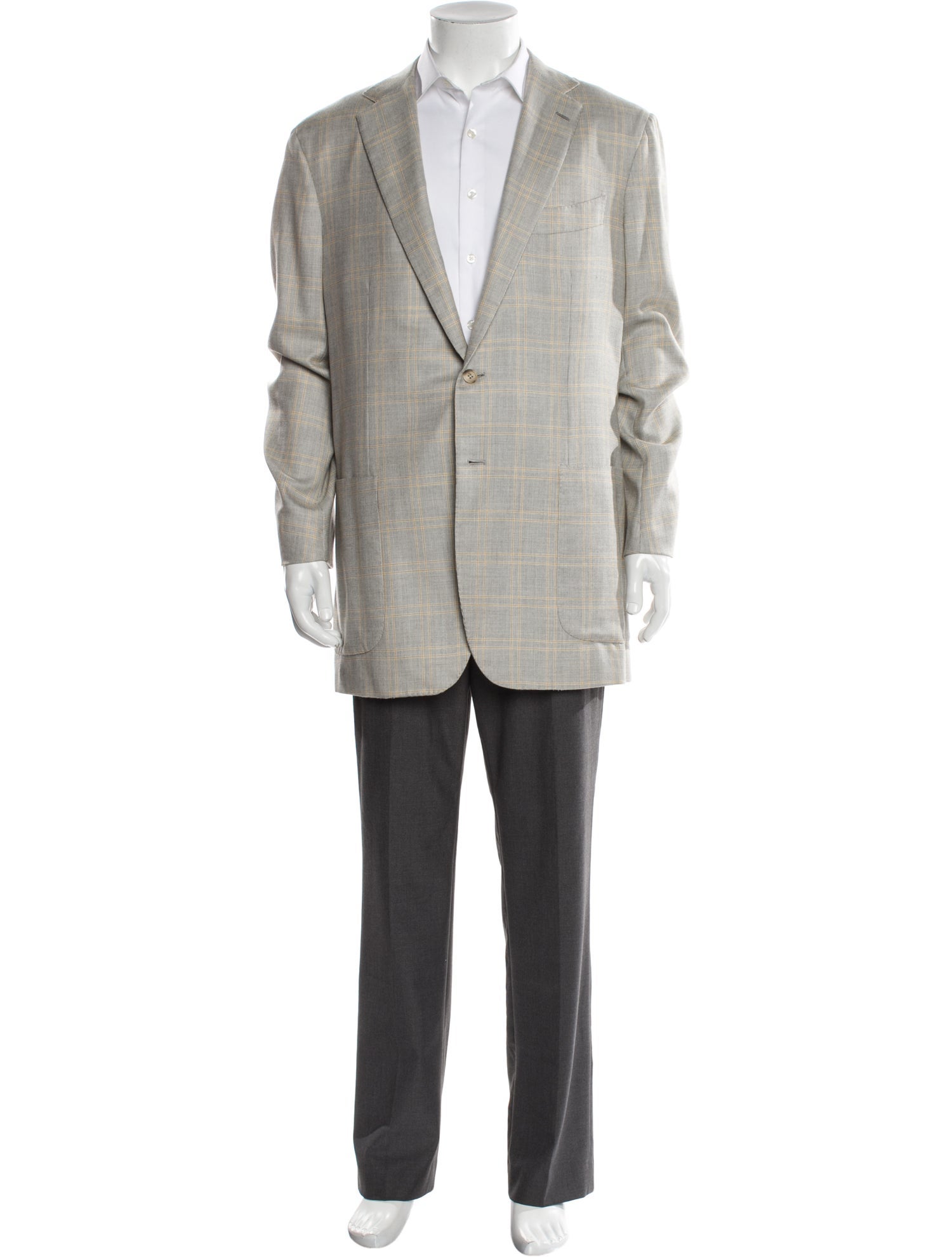 Kiton Cashmere Plaid Print Blazer