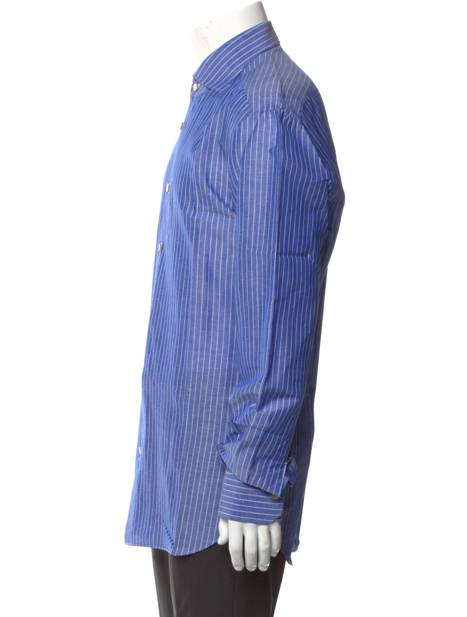 Kiton Linen Striped Dress Shirt