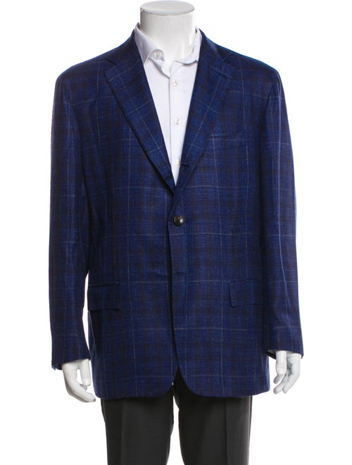 Kiton Cashmere Plaid Print Blazer