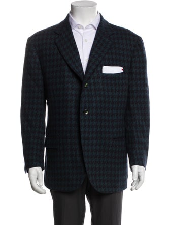 Kiton Cashmere Houndstooth Print Blazer