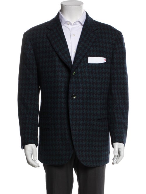 Kiton Cashmere Houndstooth Print Blazer