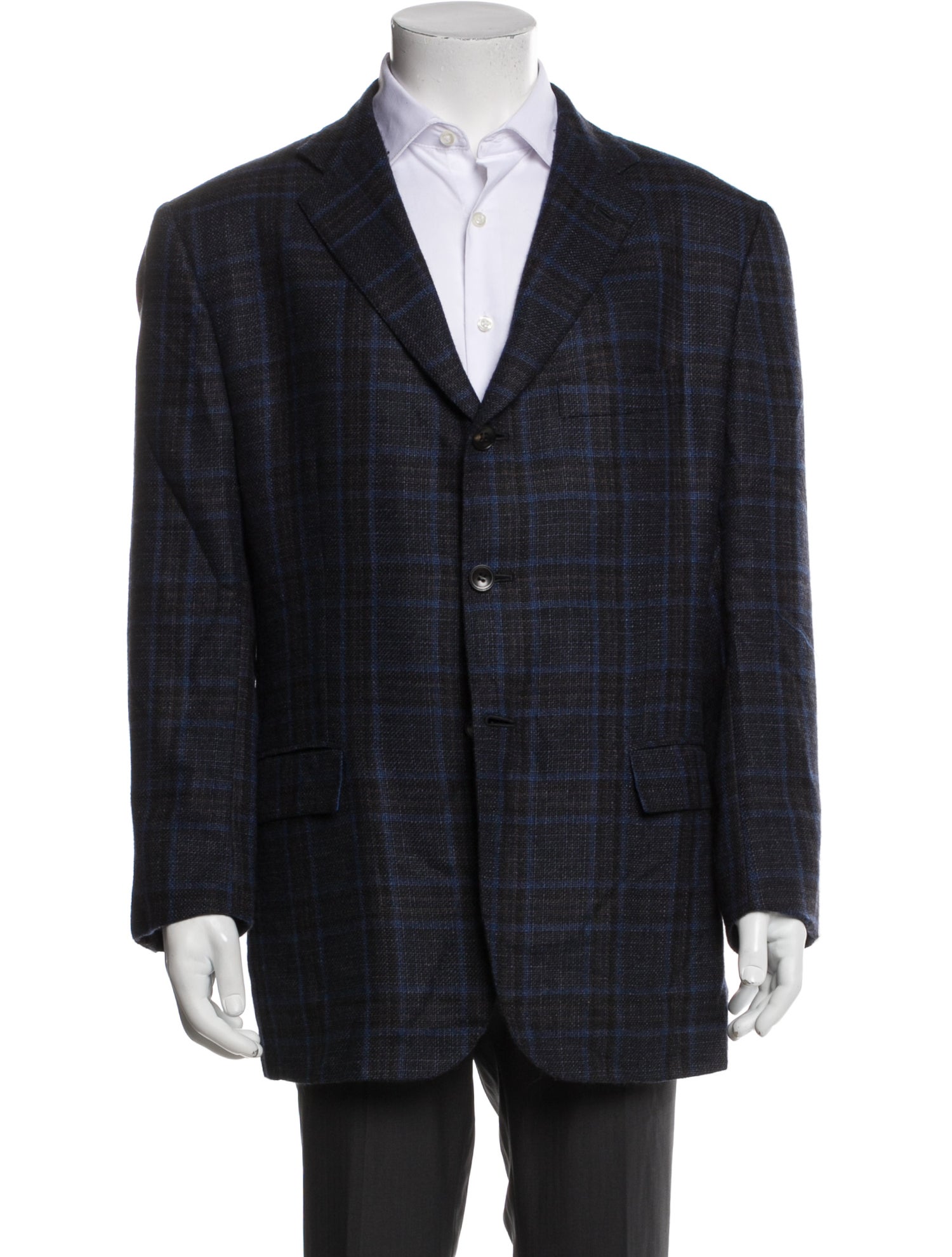 Kiton Cashmere Plaid Print Blazer